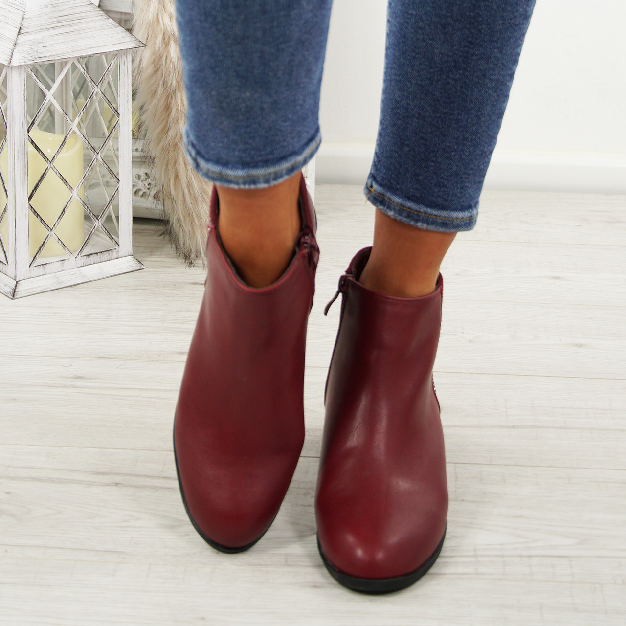 red flat ankle boots uk