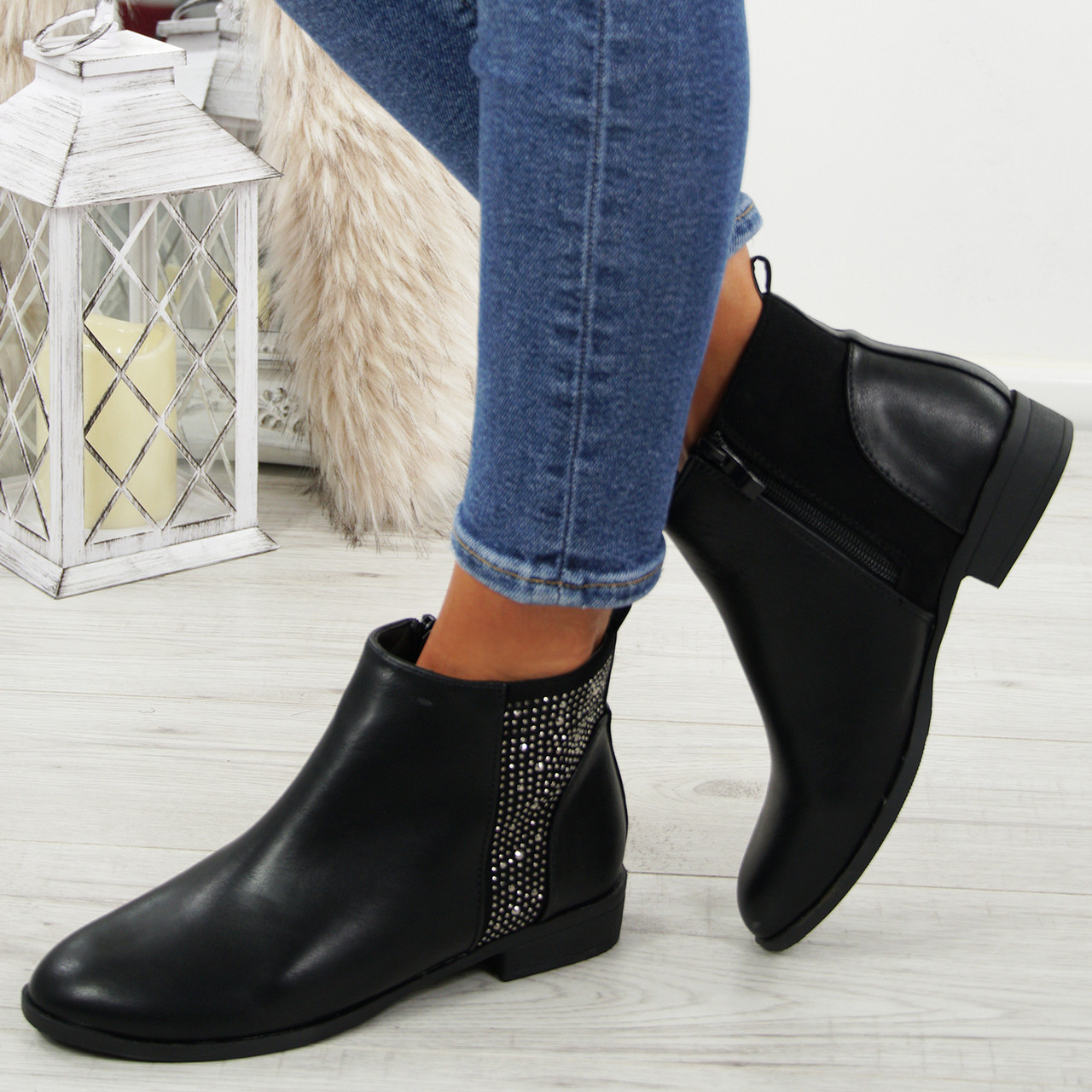 ladies flat ankle boots uk