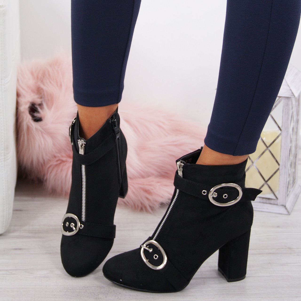 womens black ankle boots uk