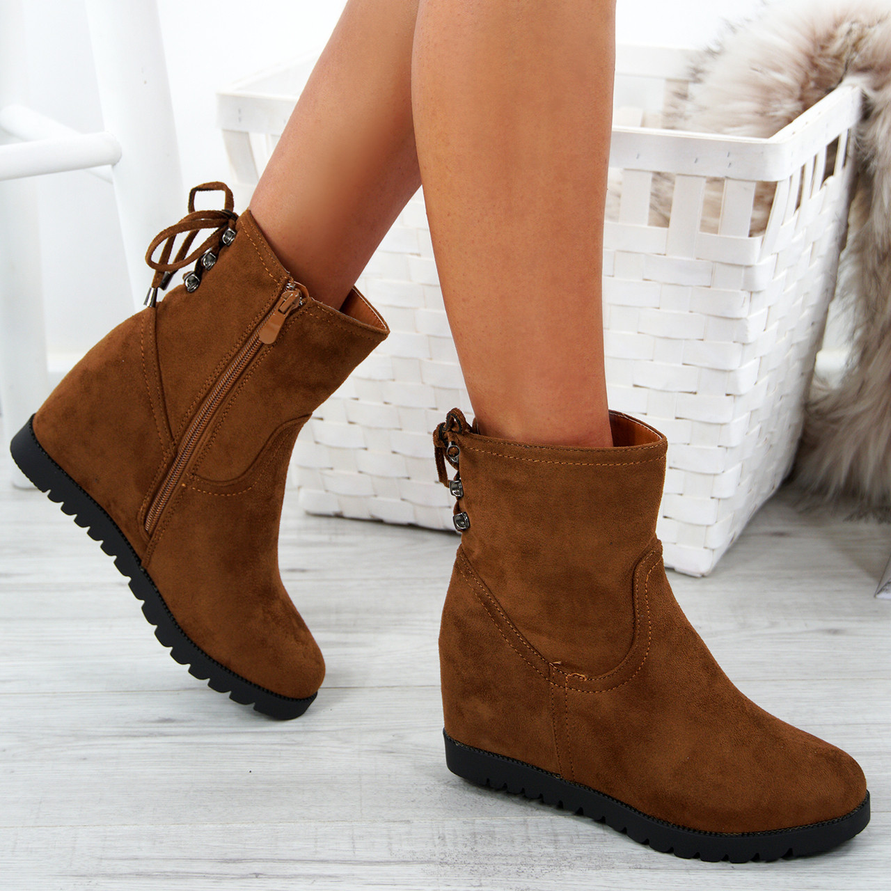 ladies wedge ankle boots
