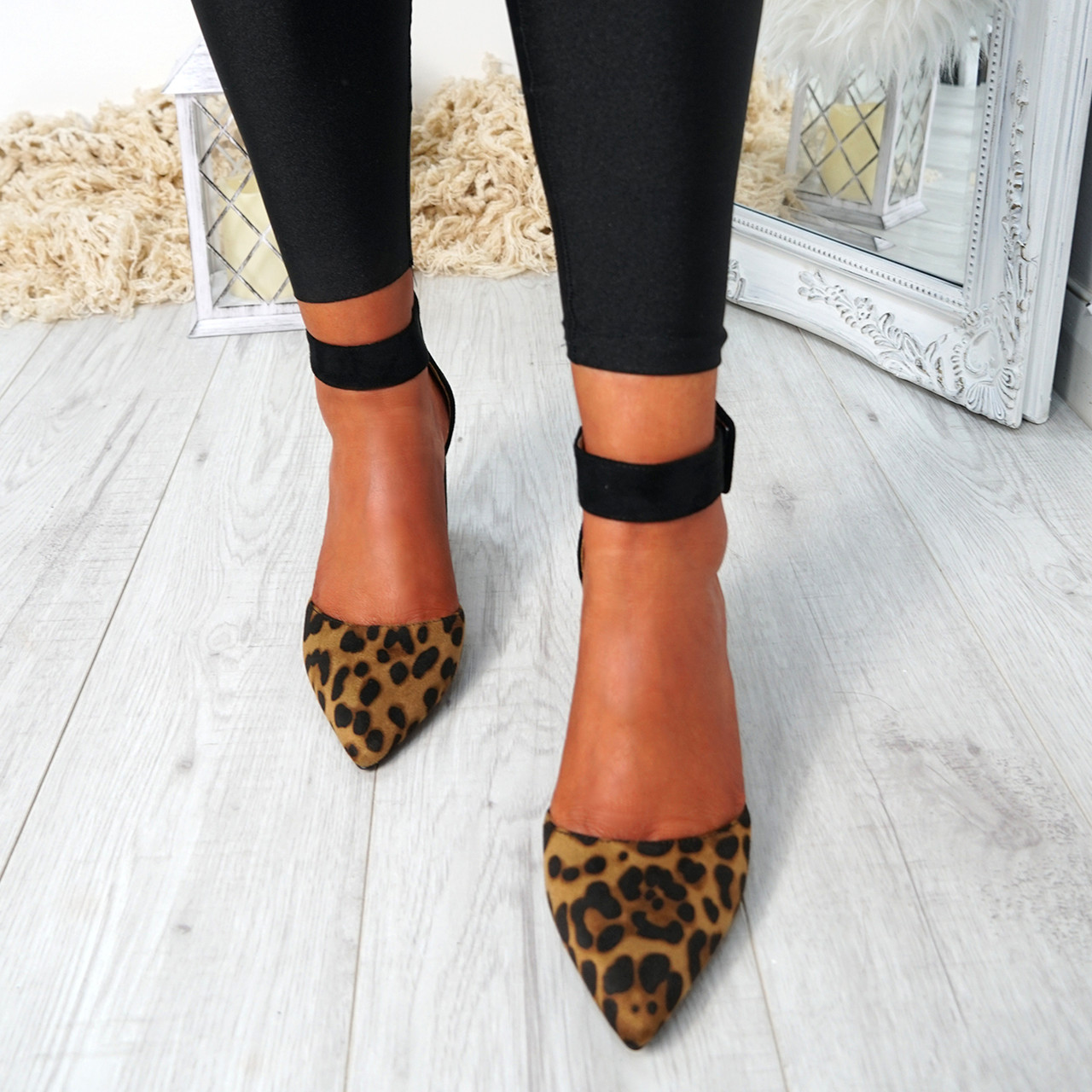 cheetah print ankle strap heels