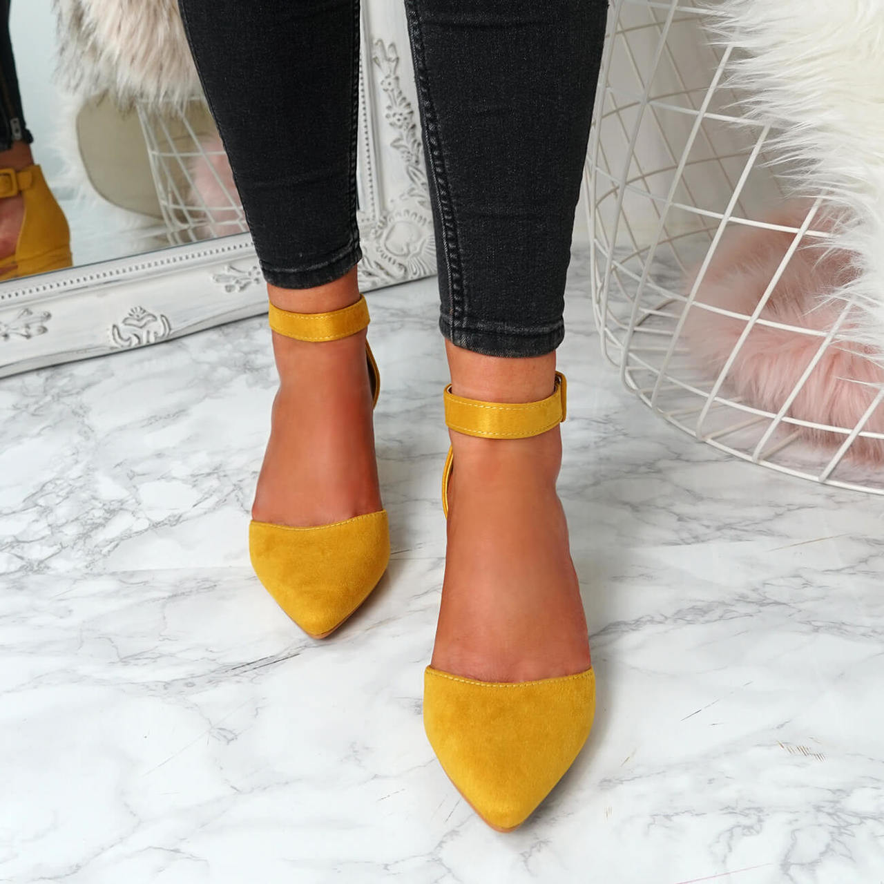 yellow low heel