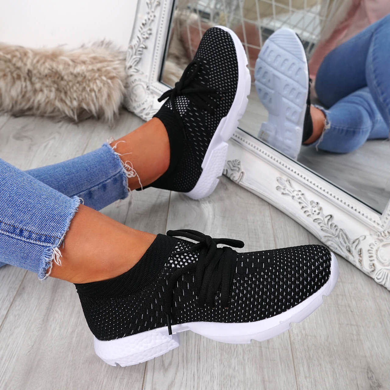 Womens Ladies Lace Up Gym Trainers 
