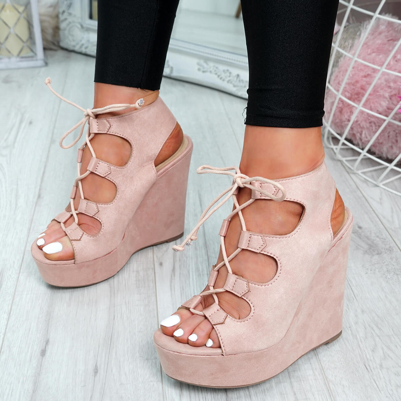 pink wedge shoes uk