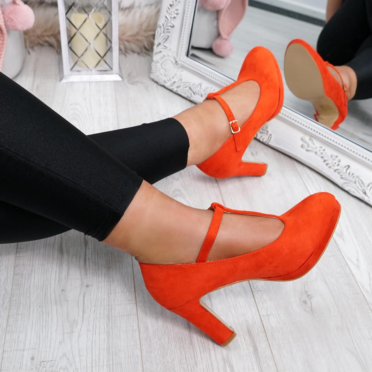 orange block heels