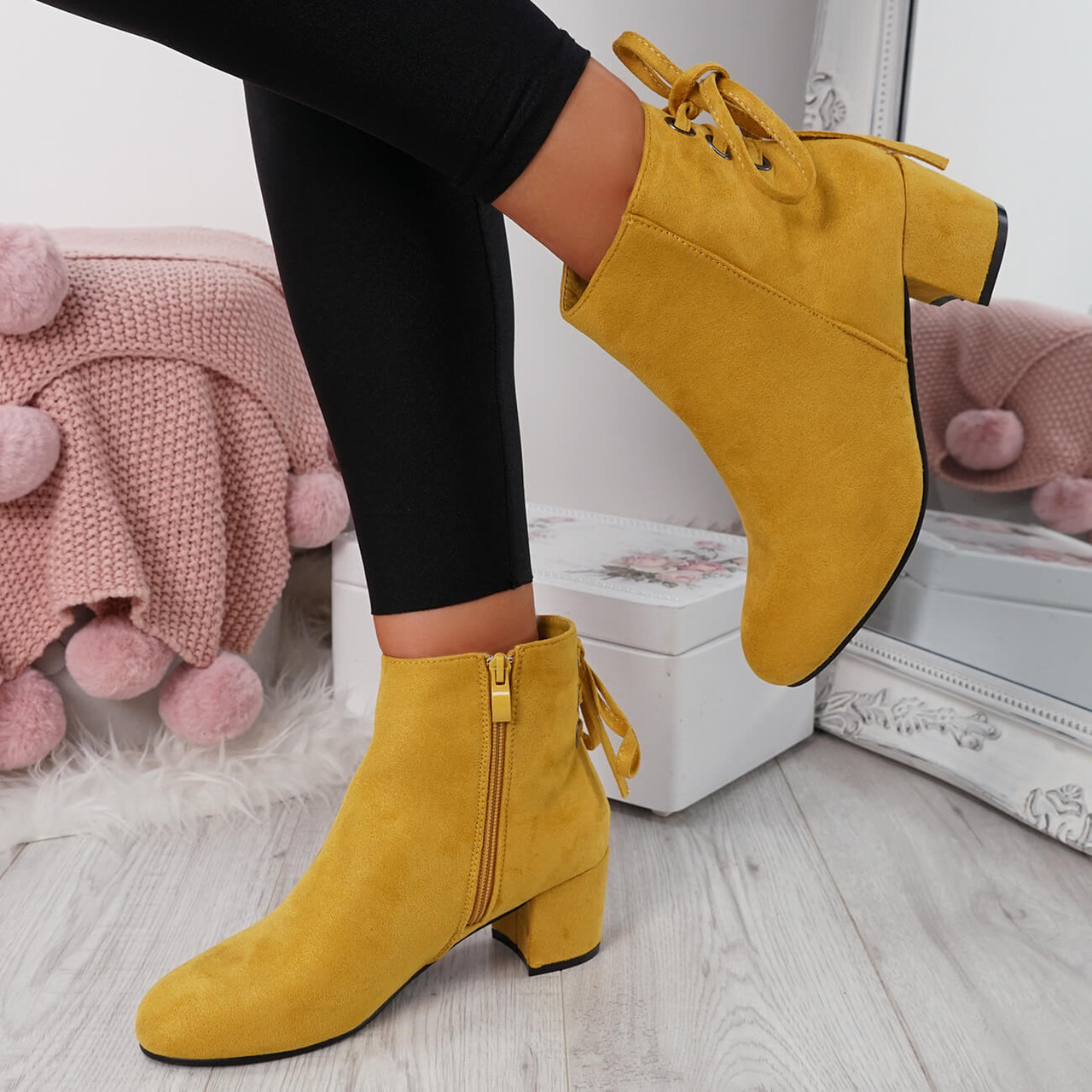 Hassa Yellow Zip Ankle Boots