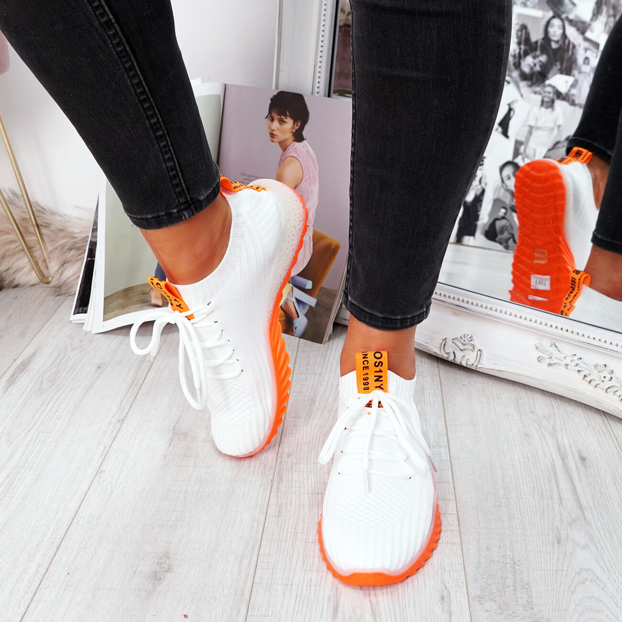 ladies orange trainers