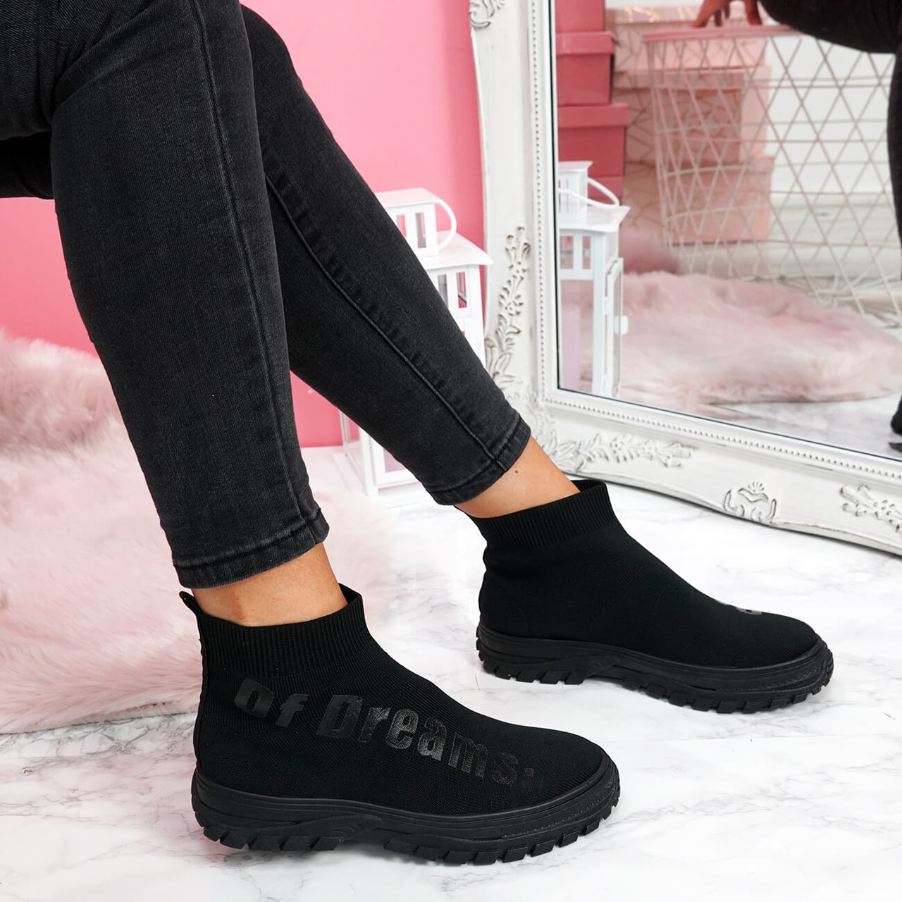 black sock boot trainers