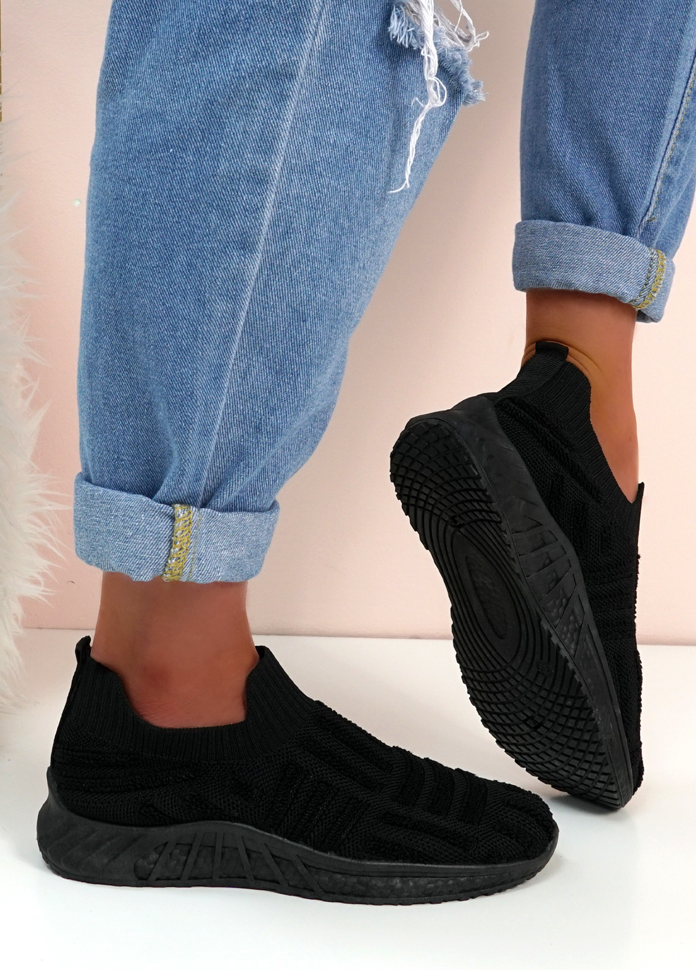 Andrina Black Knit Trainers