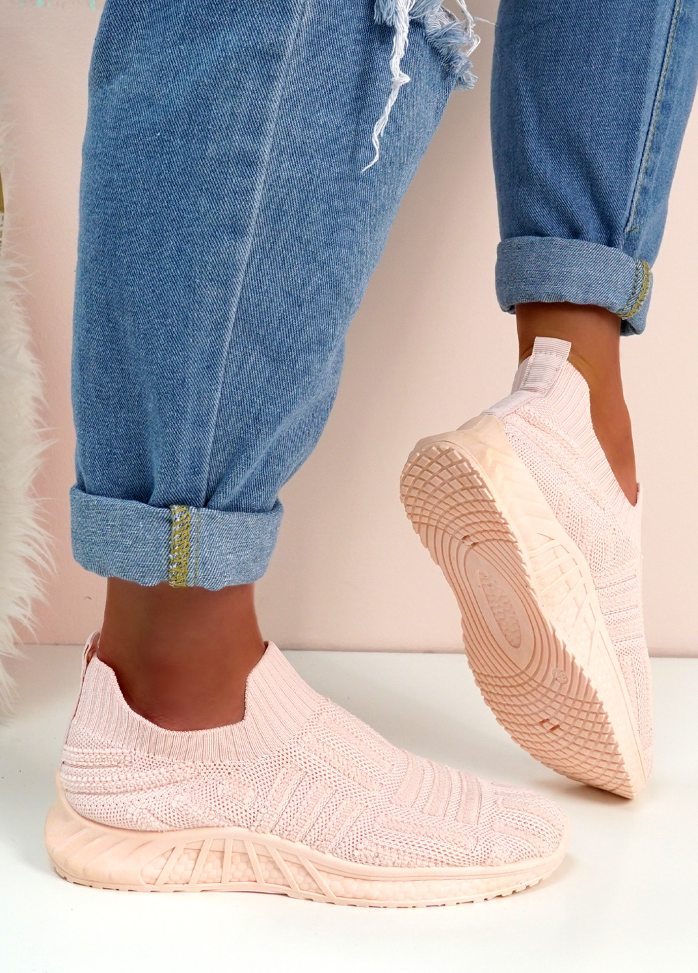 Andrina Pink Knit Trainers