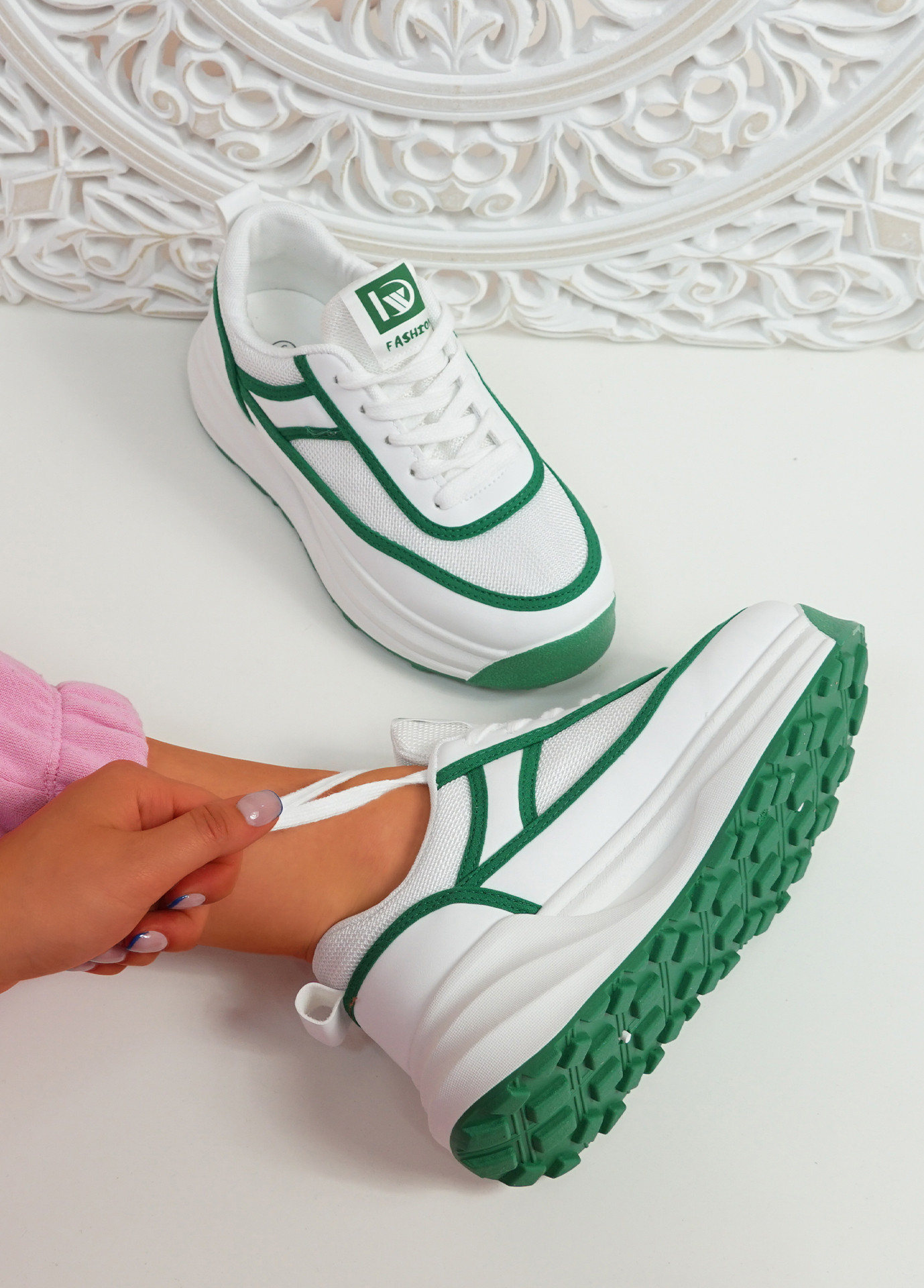 Mendy Green Lace Up Trainers
