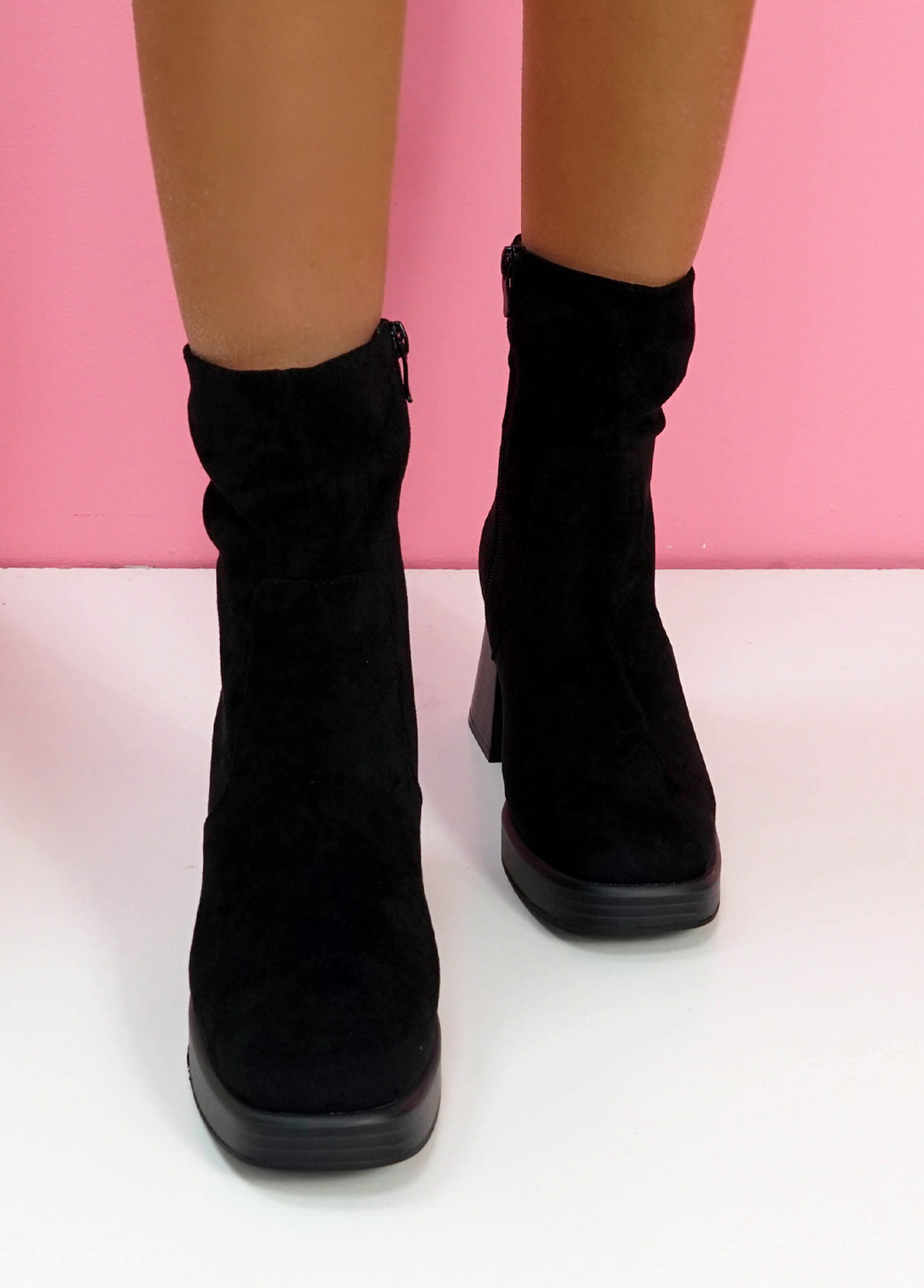 Buy LONDON RAG Black Block Heel Micro Suede Women's Boots | Shoppers Stop