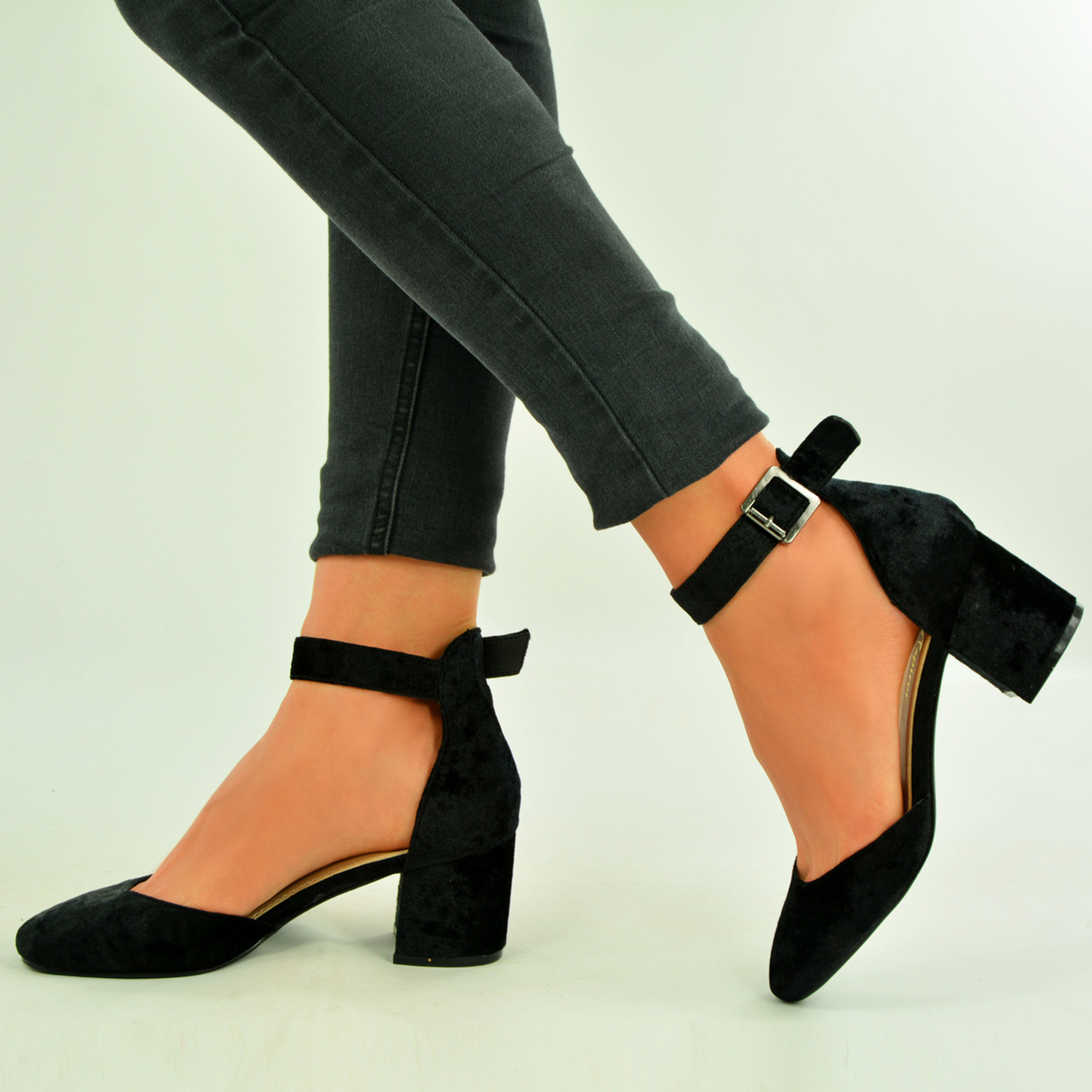 Ladies Ankle Strap Mid Heels Buckle Open Toe Sandals Casual Elegant Block  Shoes | eBay