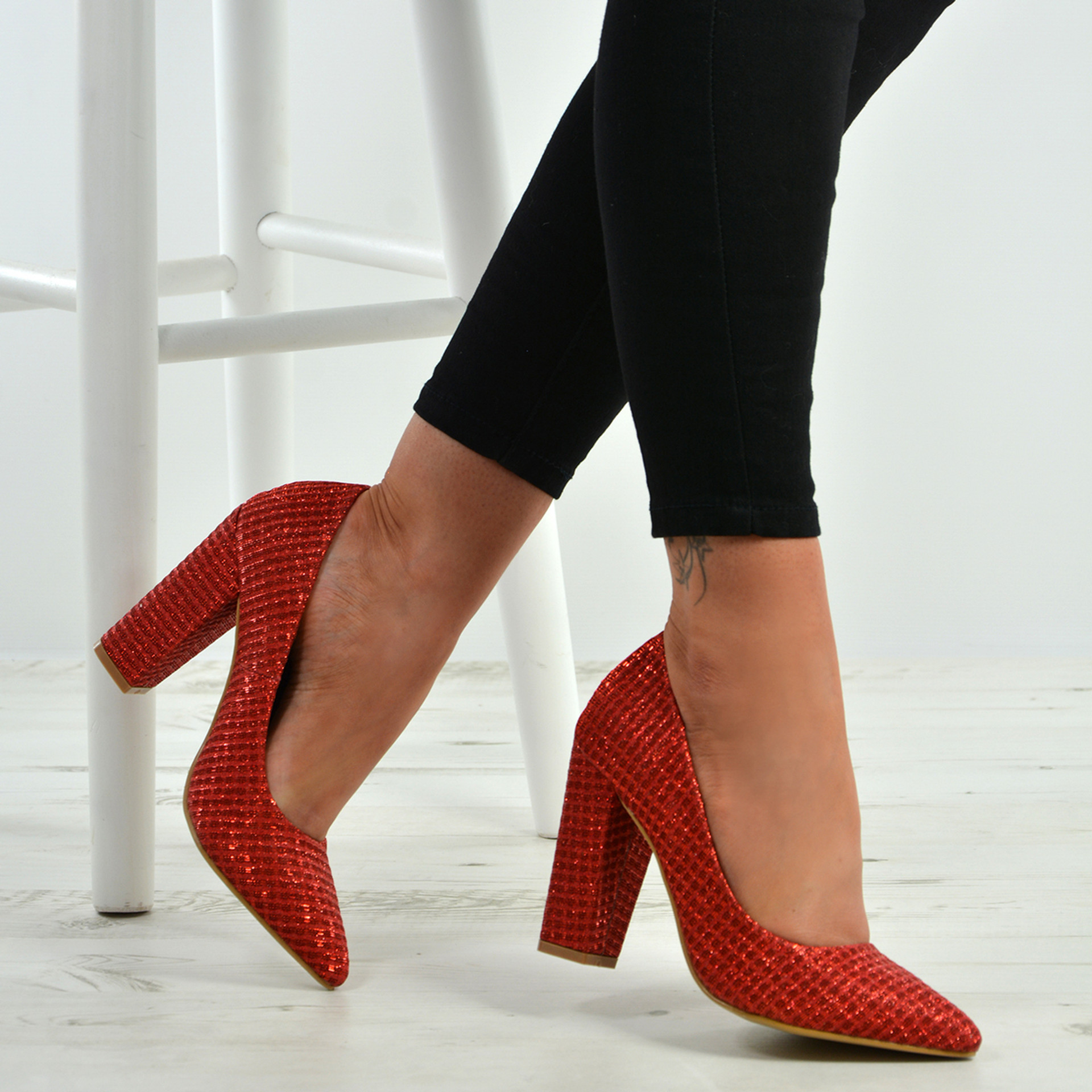 Angelina Red Glitter Sparkle Pumps