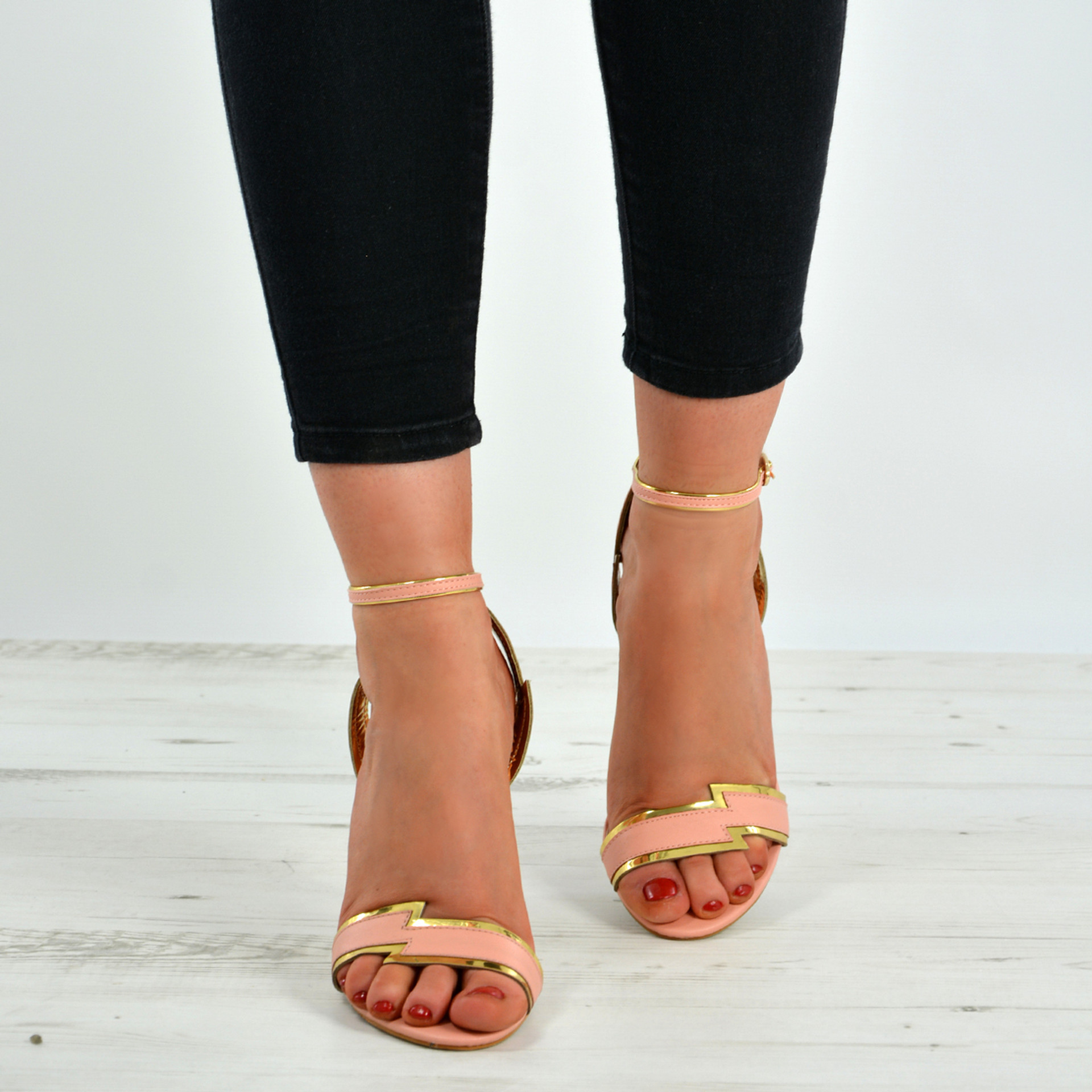 Haven Gold Trim Pink Stiletto Sandals