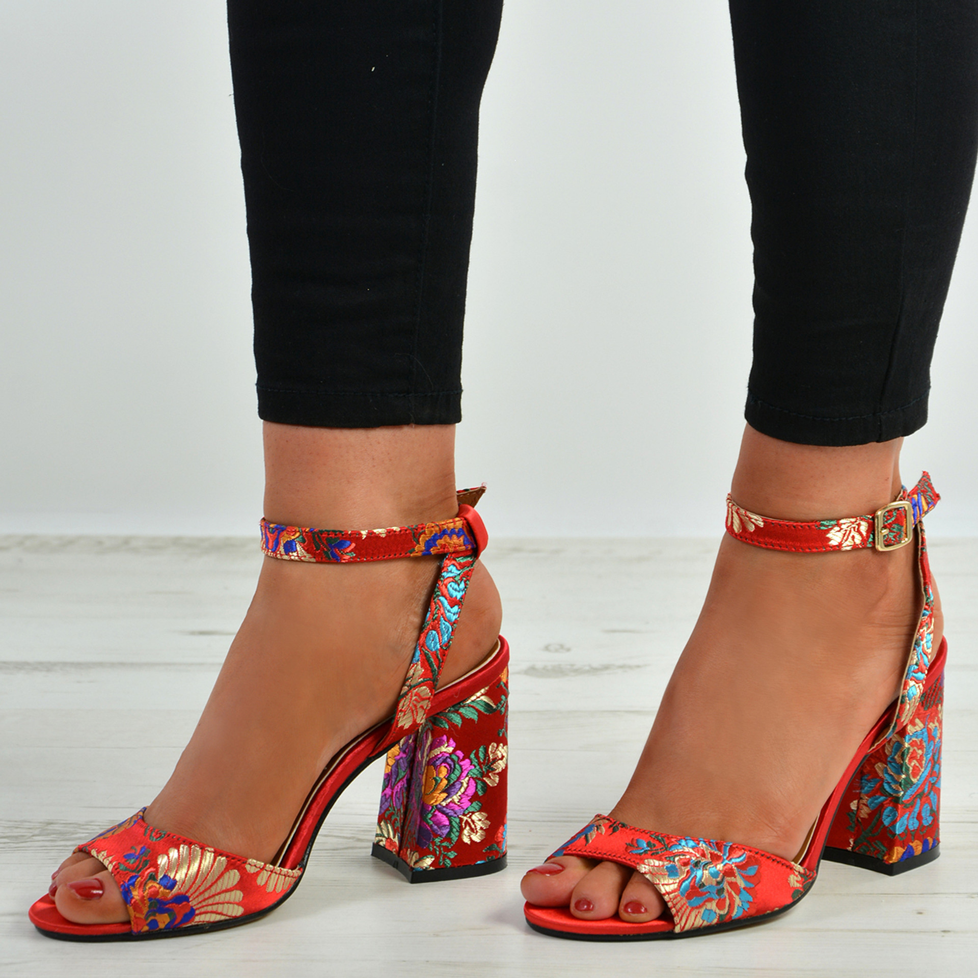 Marilyn Red Floral Sandals