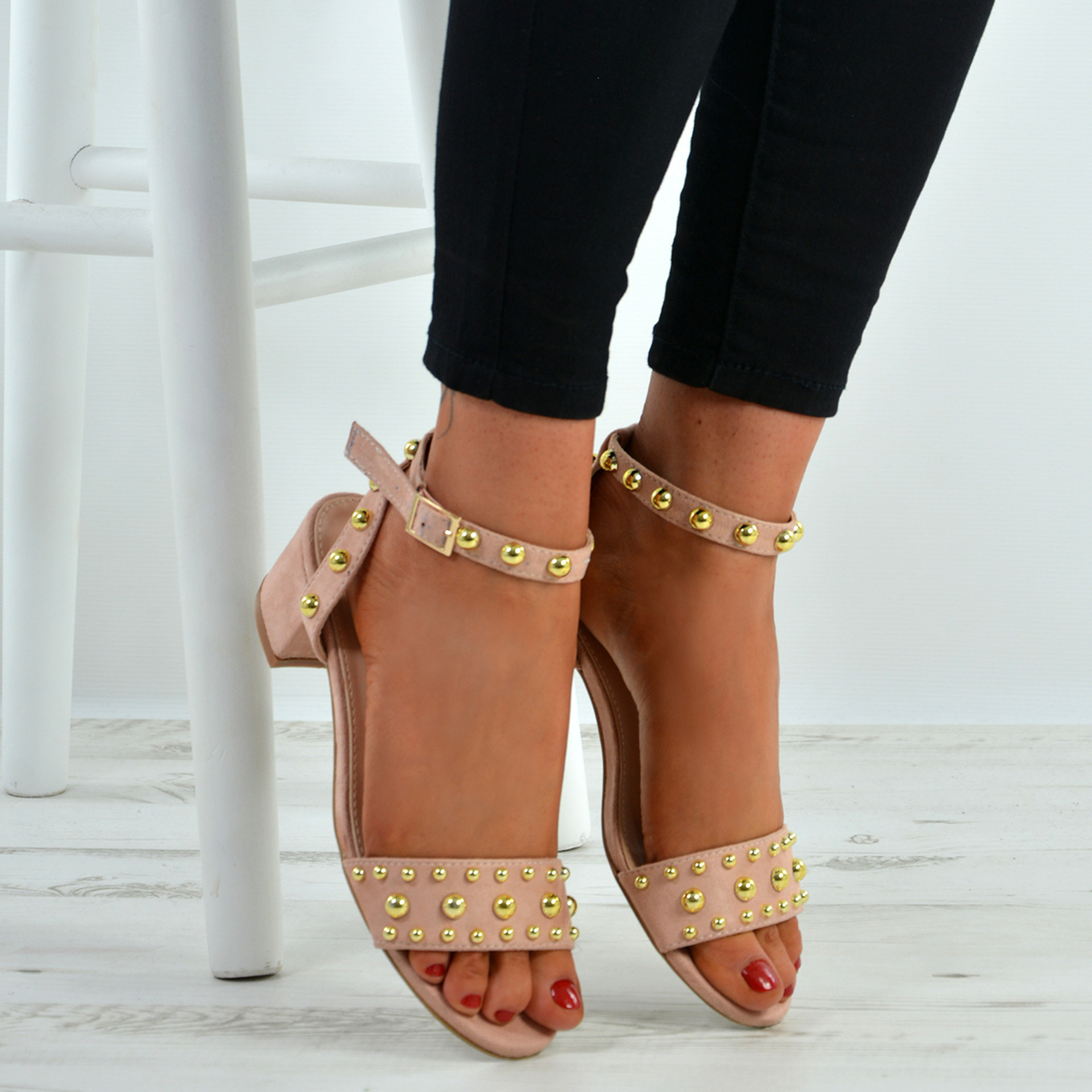 Kaylen Pink Mid Heeled Sandals