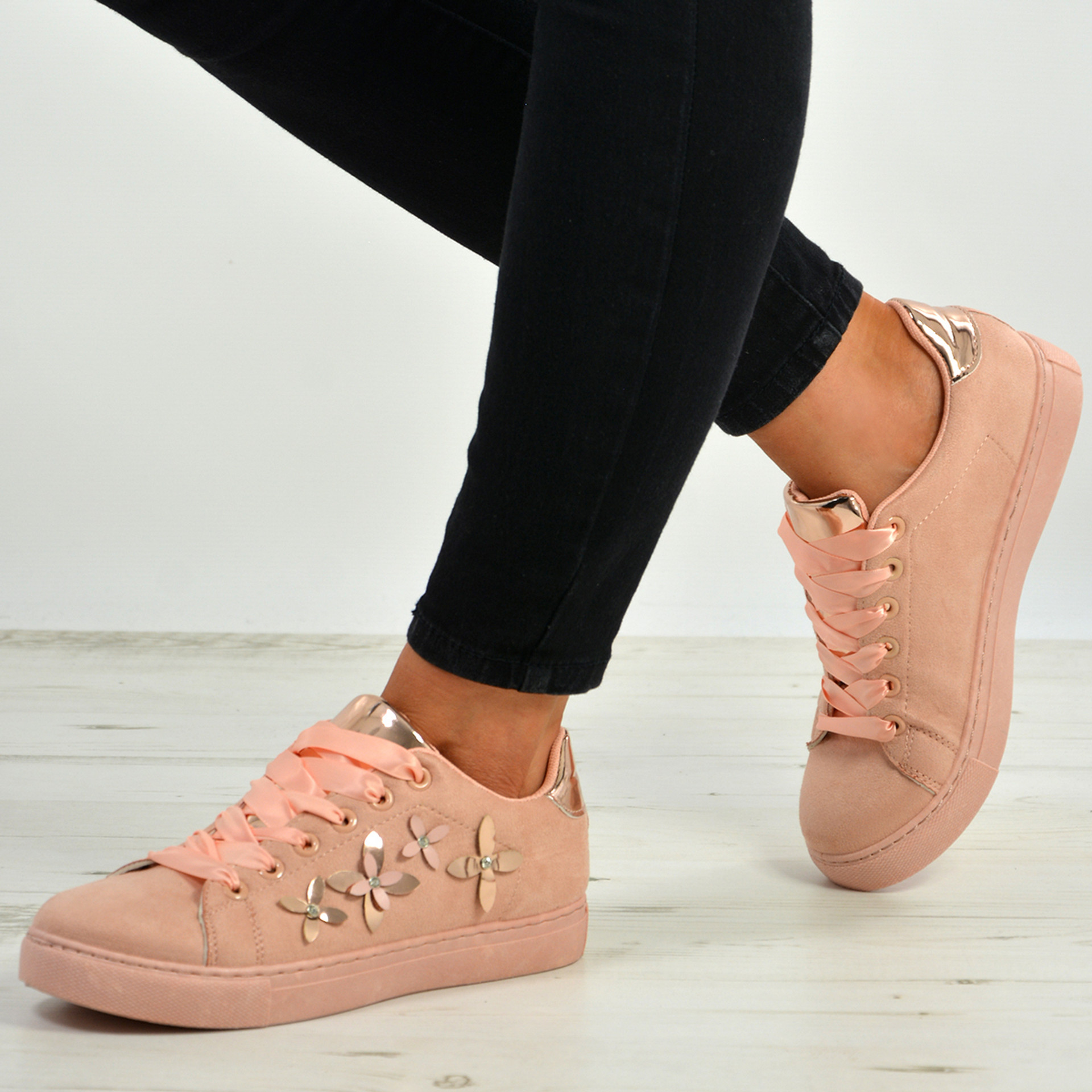 Alanna Pink Side Flower Trainers