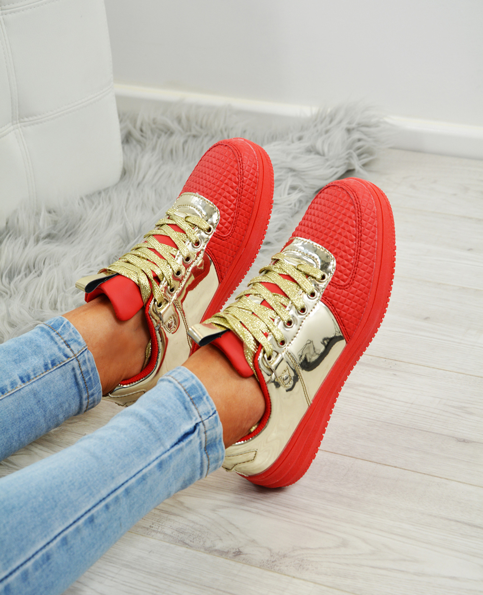 Crystal Red/Gold Trainers