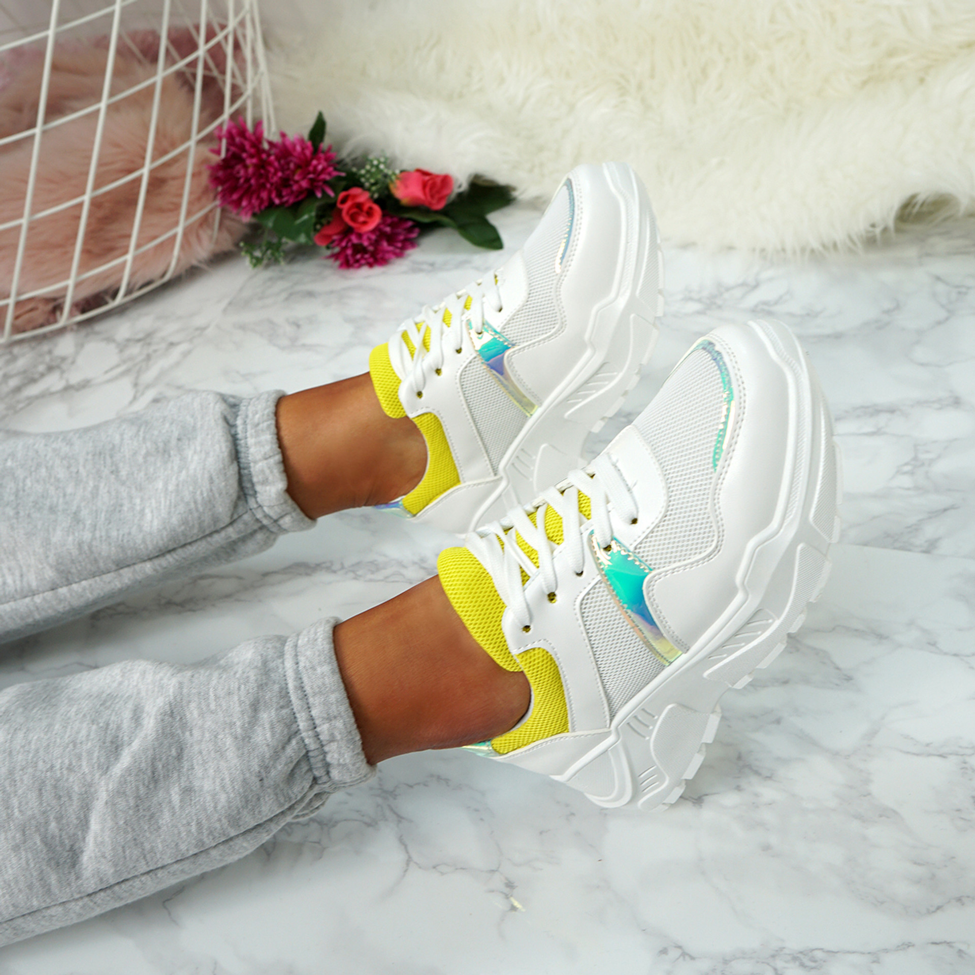 Lima Yellow Lace Up Sneakers