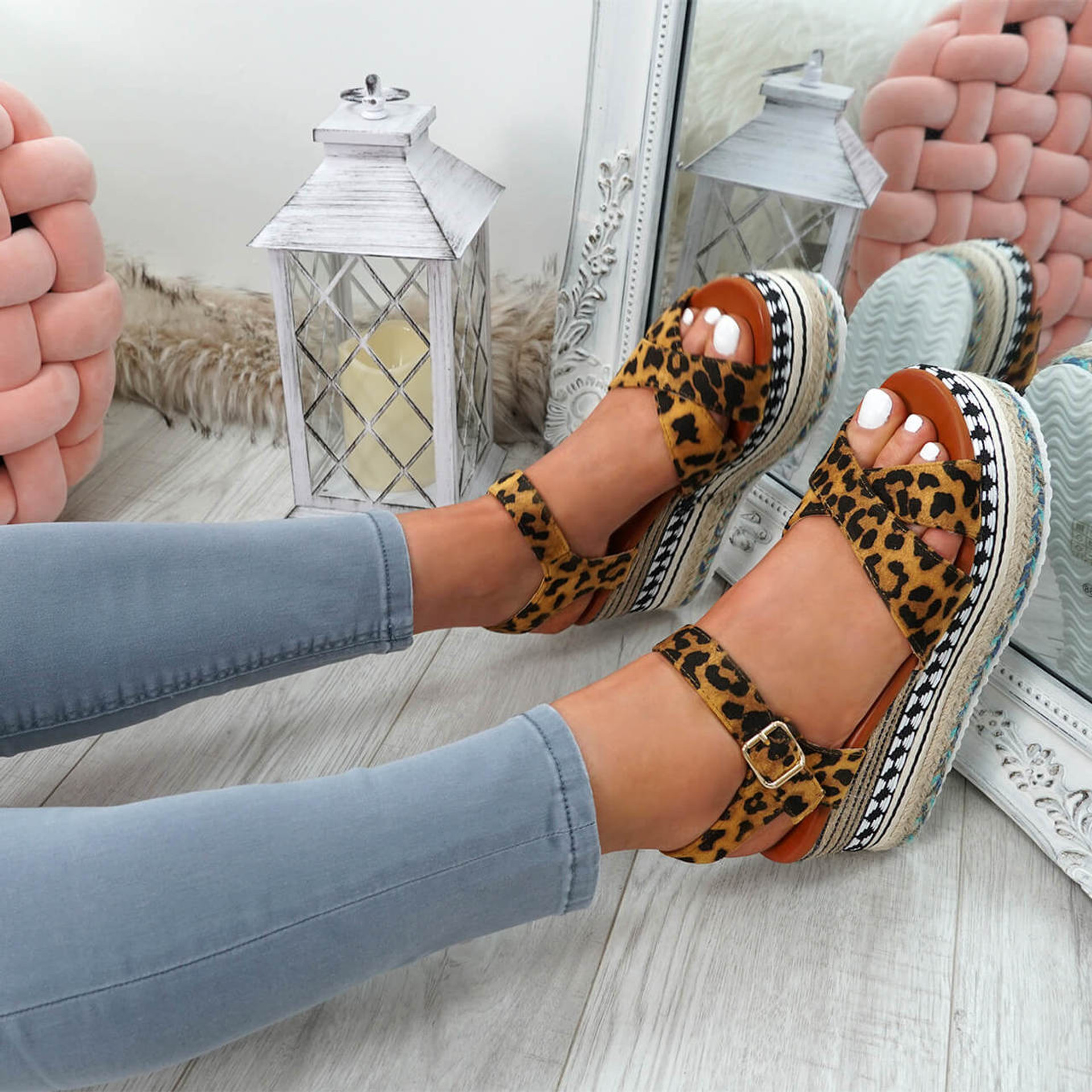 Shoes Sandals Espadrille Sandals New Look Espadrille Sandals leopard pattern casual look 