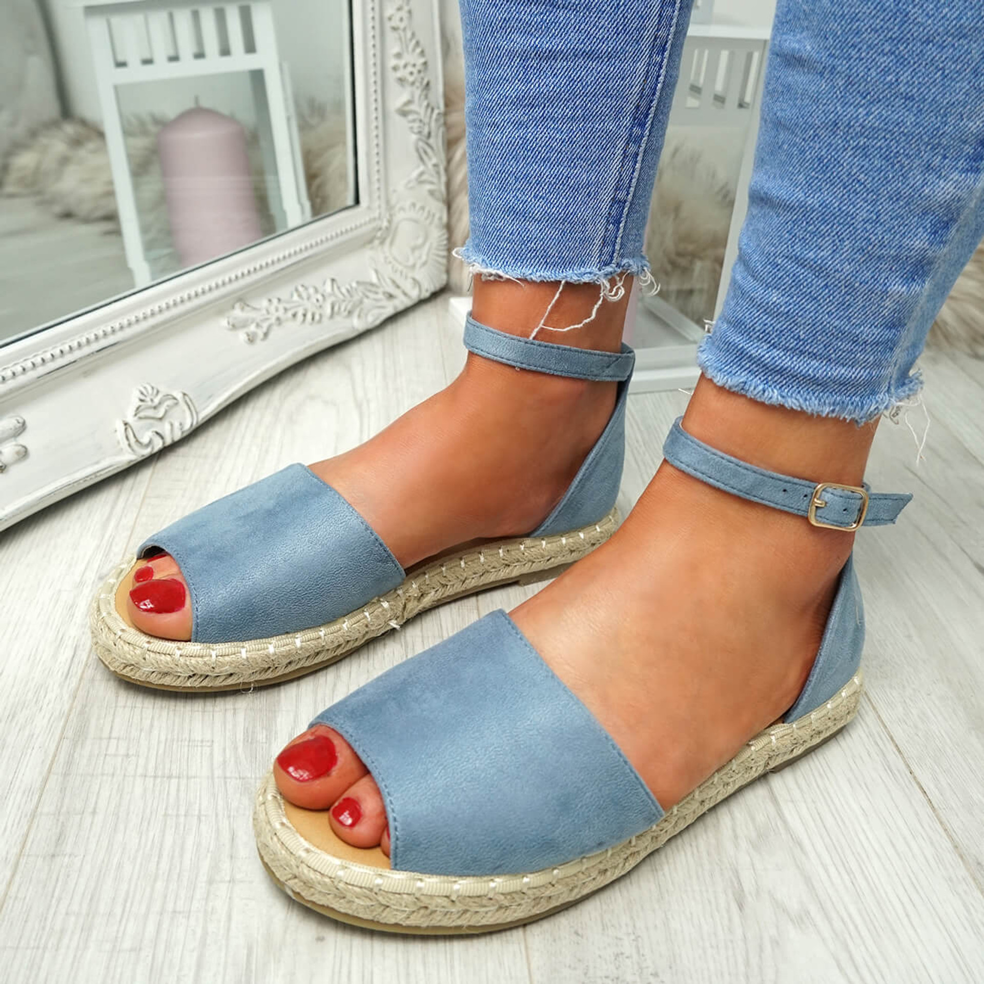 Lorre Blue Espadrille Flat Sandals