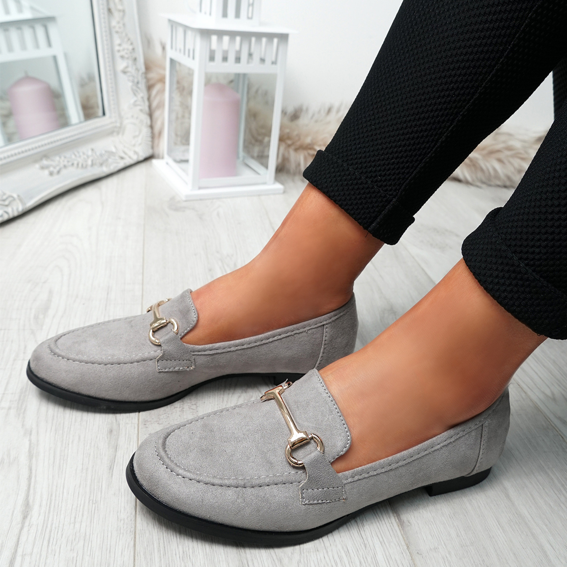 Itka Grey Slip On Loafers