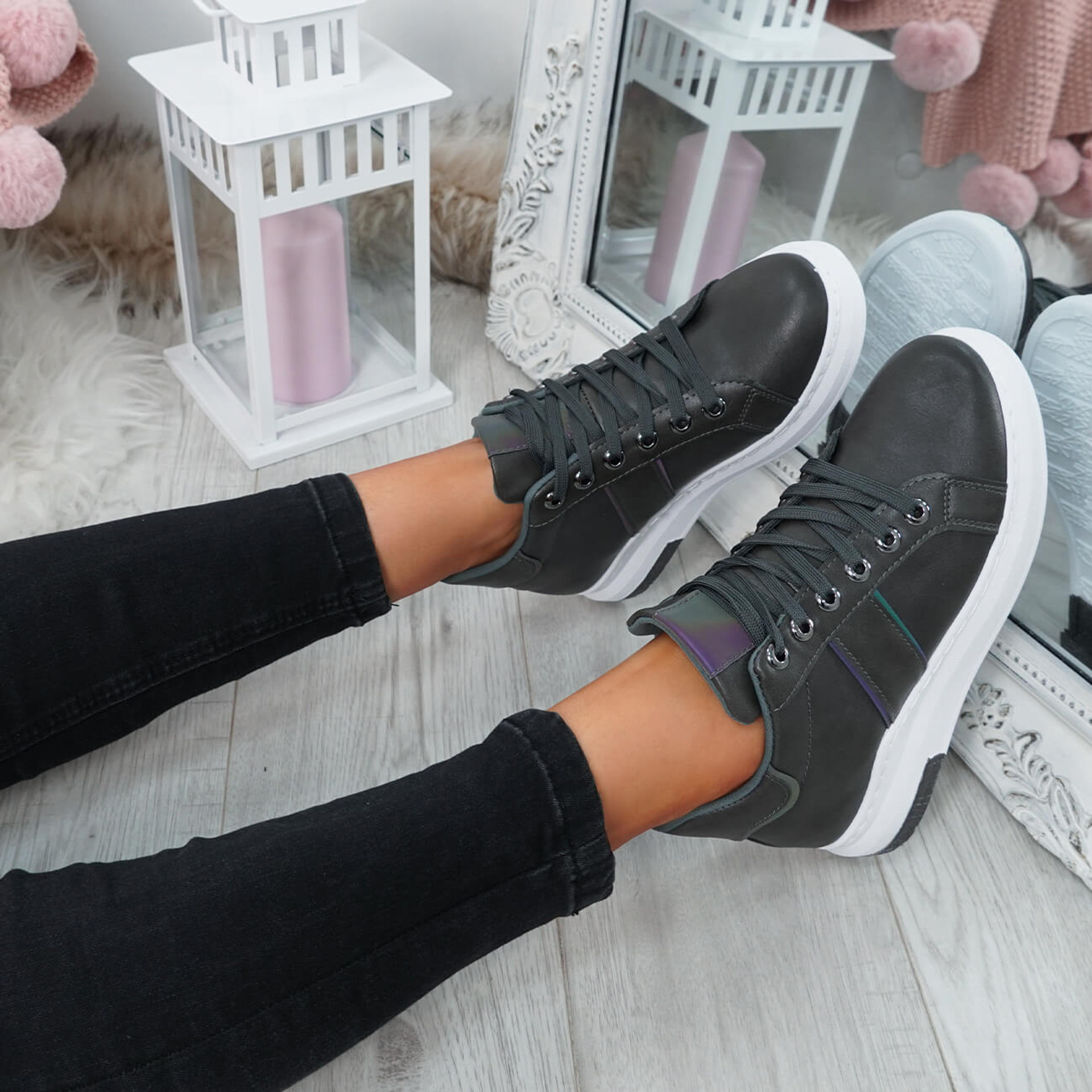 Ruppa Grey Lace Up Trainers