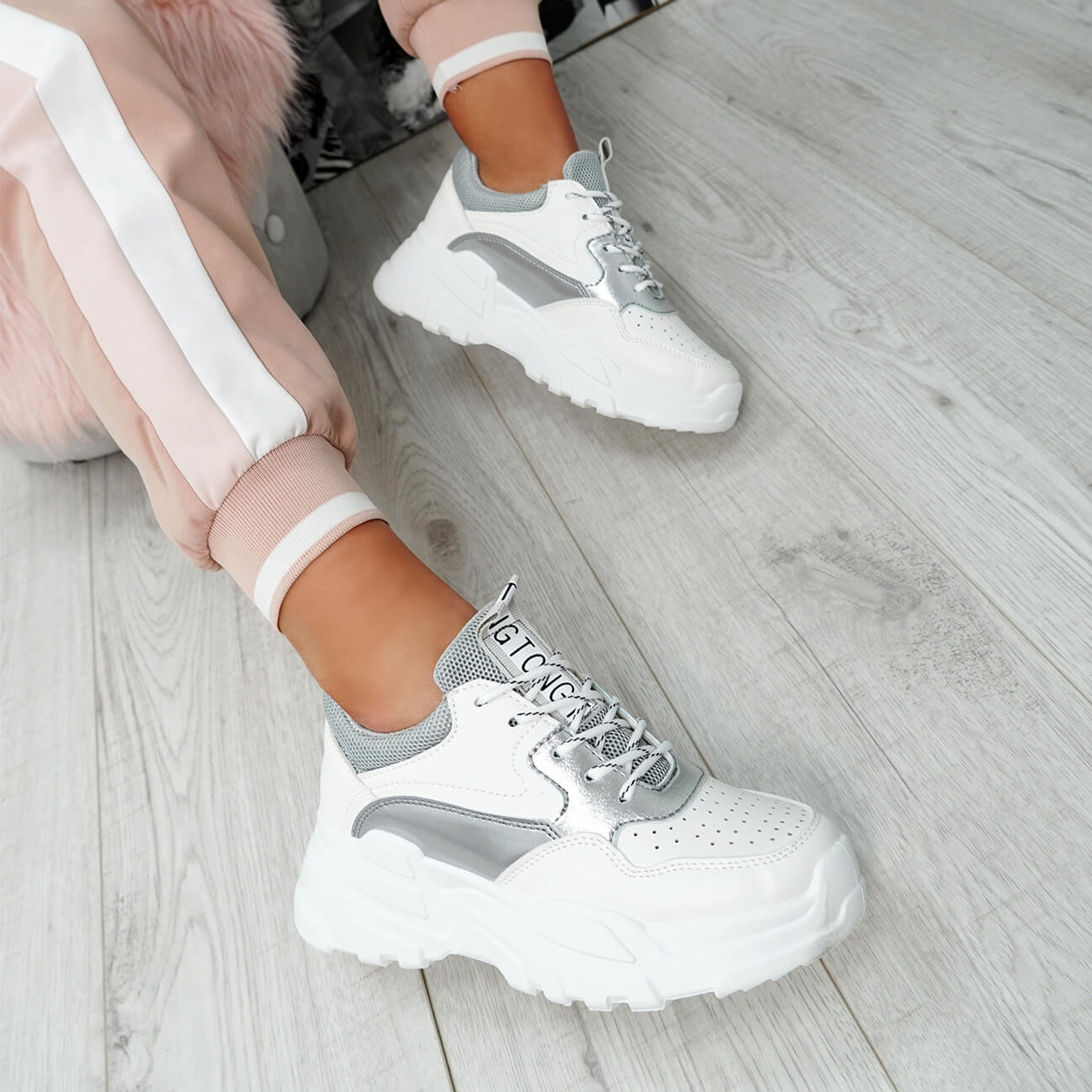 Ollex Grey Chunky Trainers