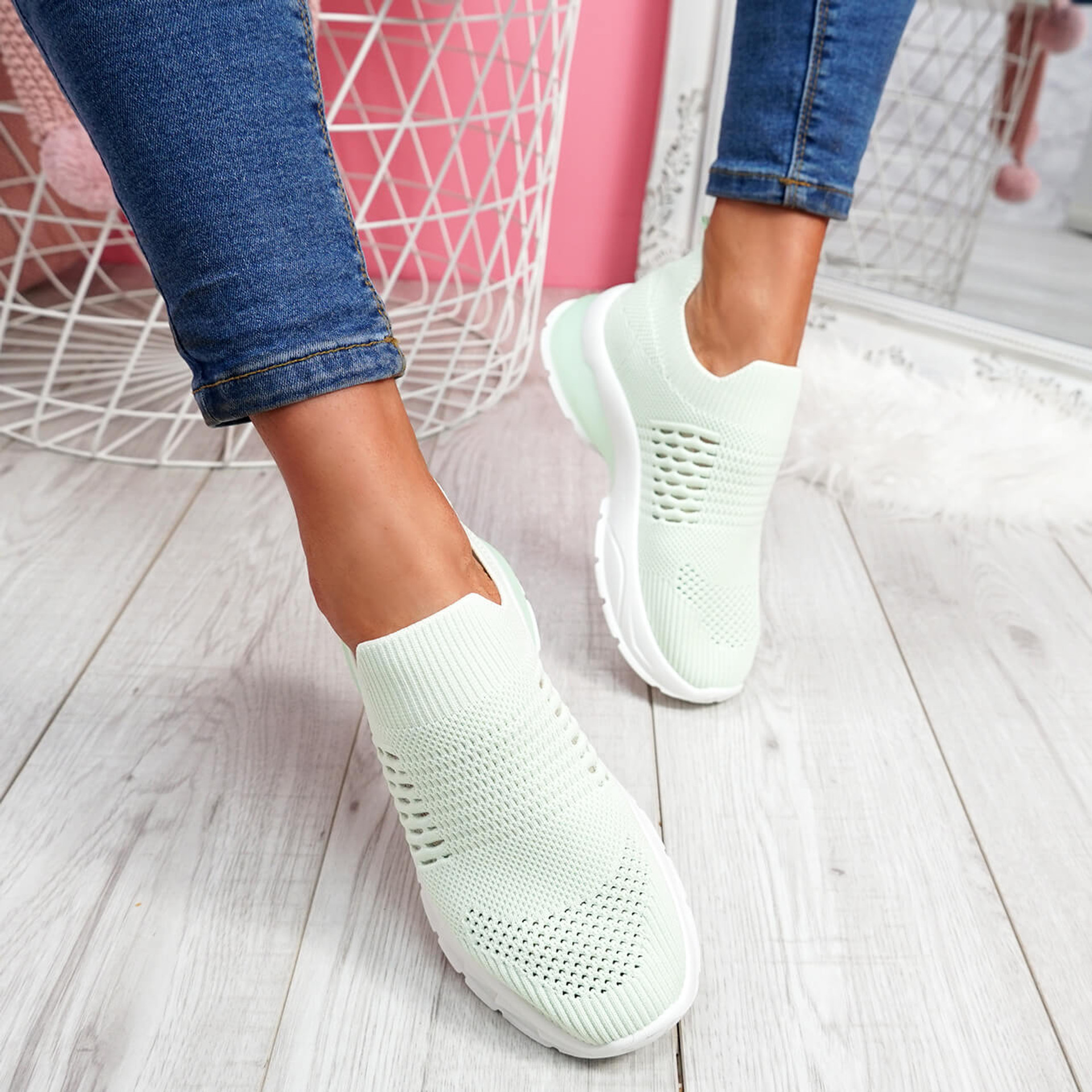 light green trainers womens