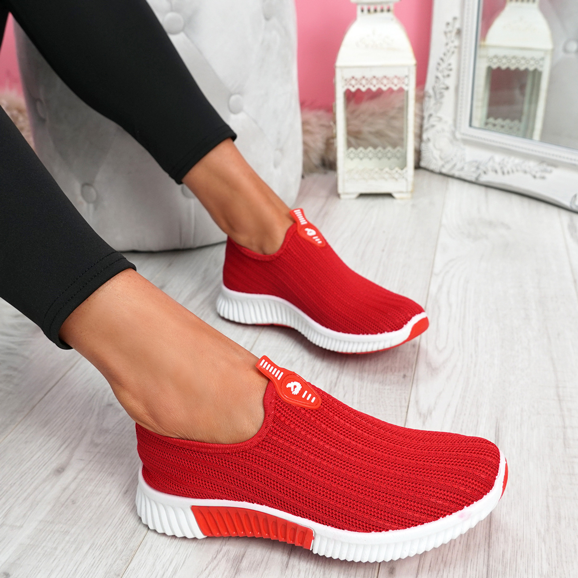 Diffa Red Knit Trainers
