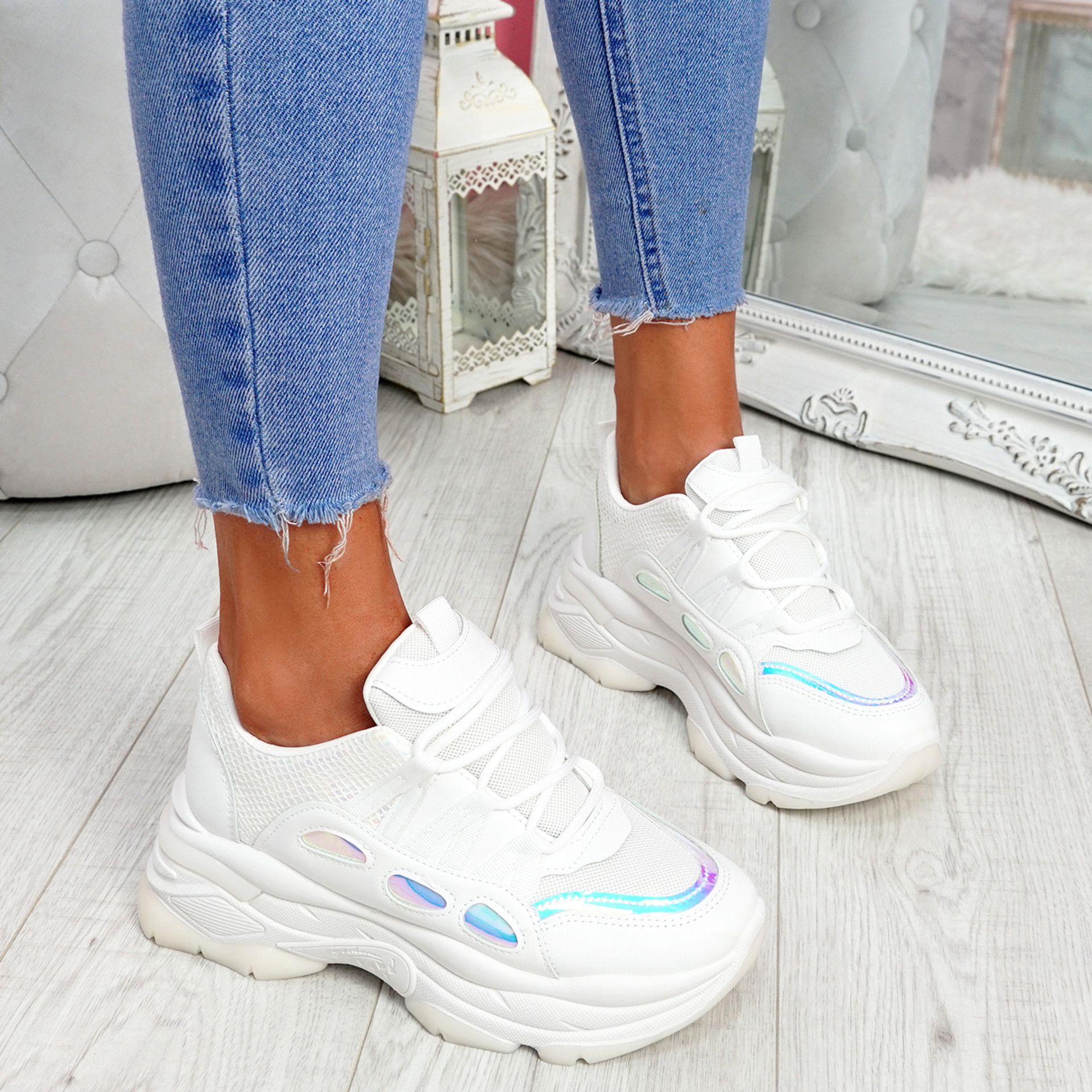 Kalle White Chunky Trainers