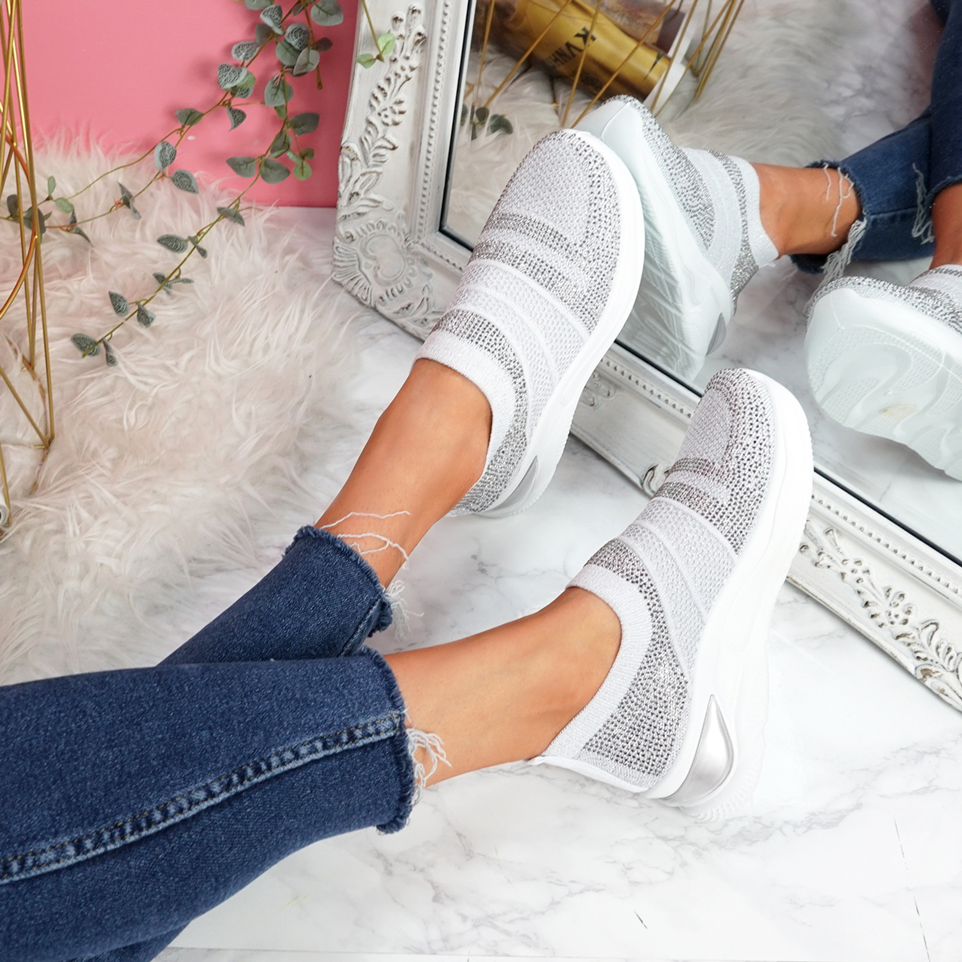 Enna Silver Studded Trainers