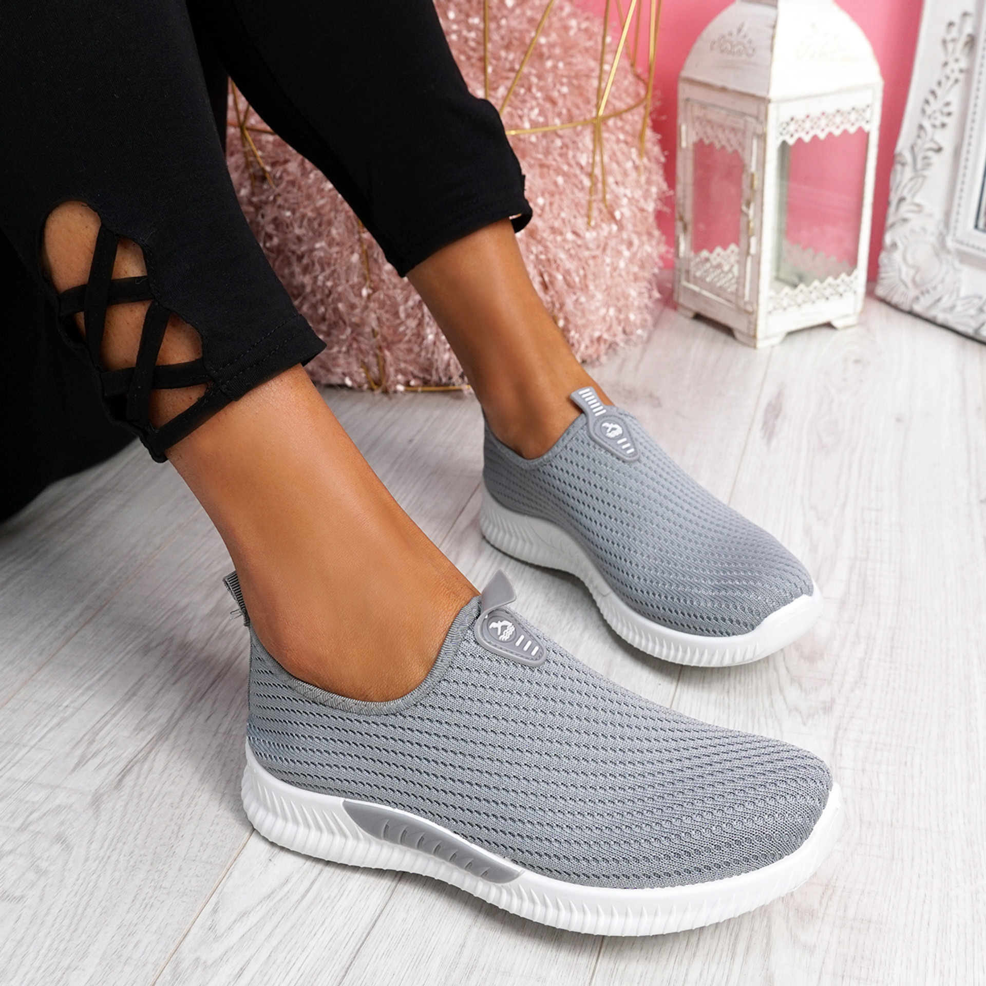 Derra Grey Slip On Sneakers