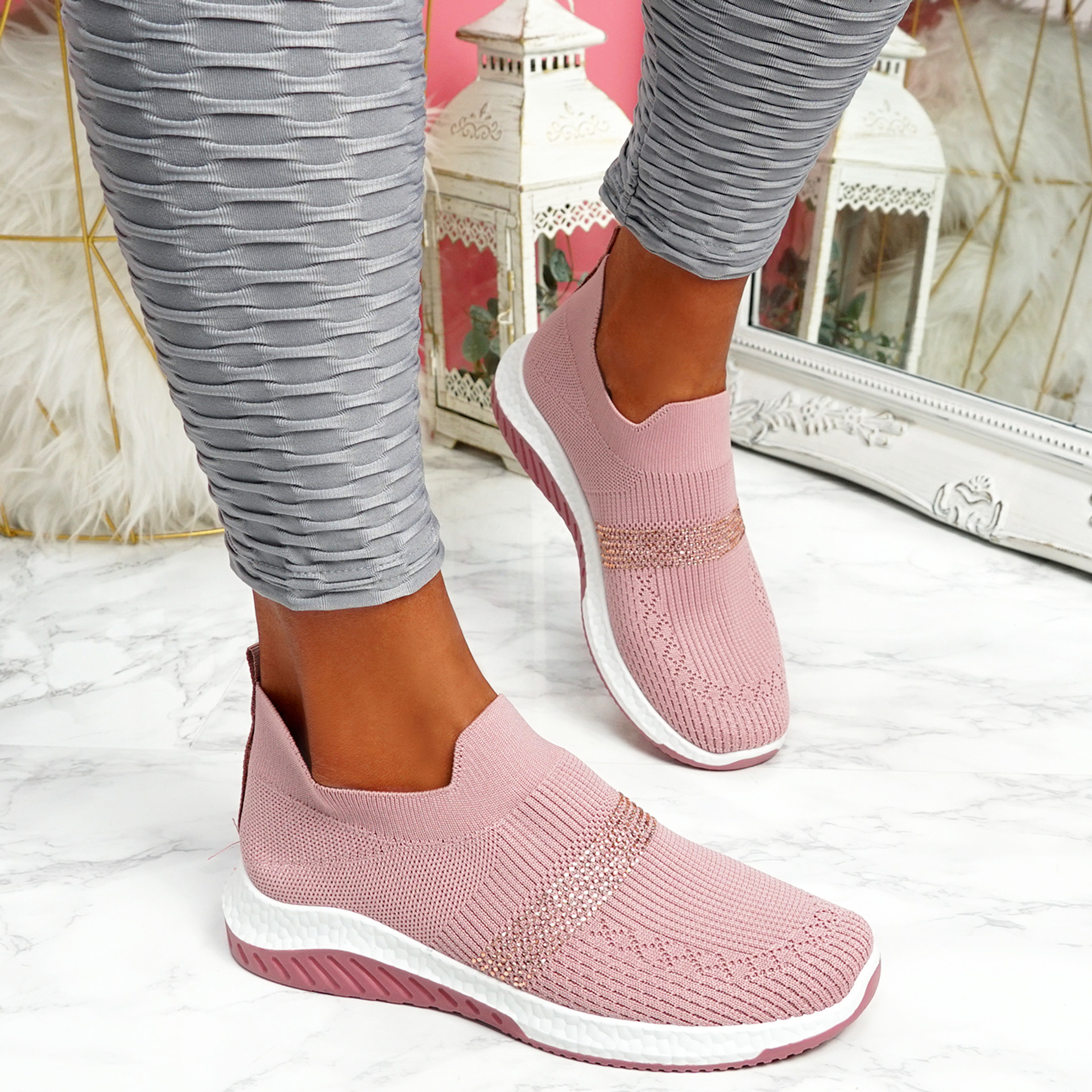 Goppa Pink Studded Sneakers