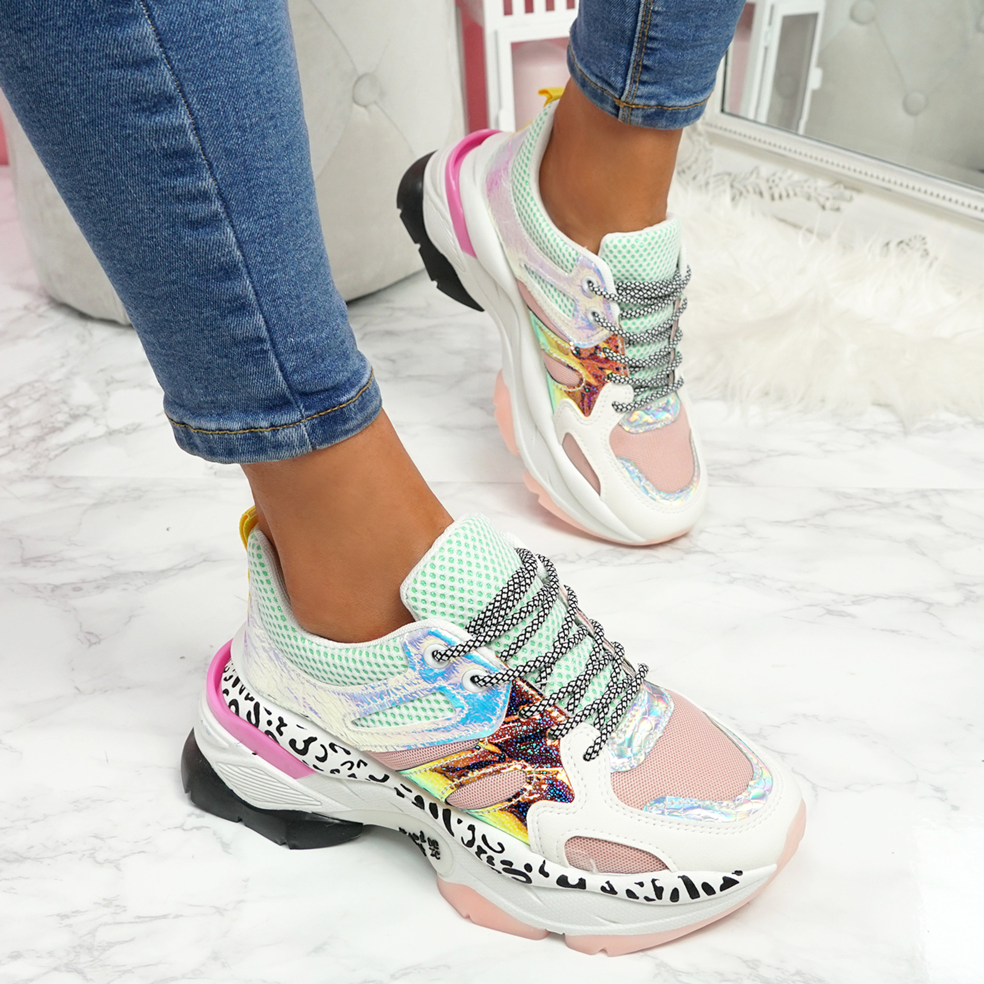 Reyna Pink Chunky Sneakers