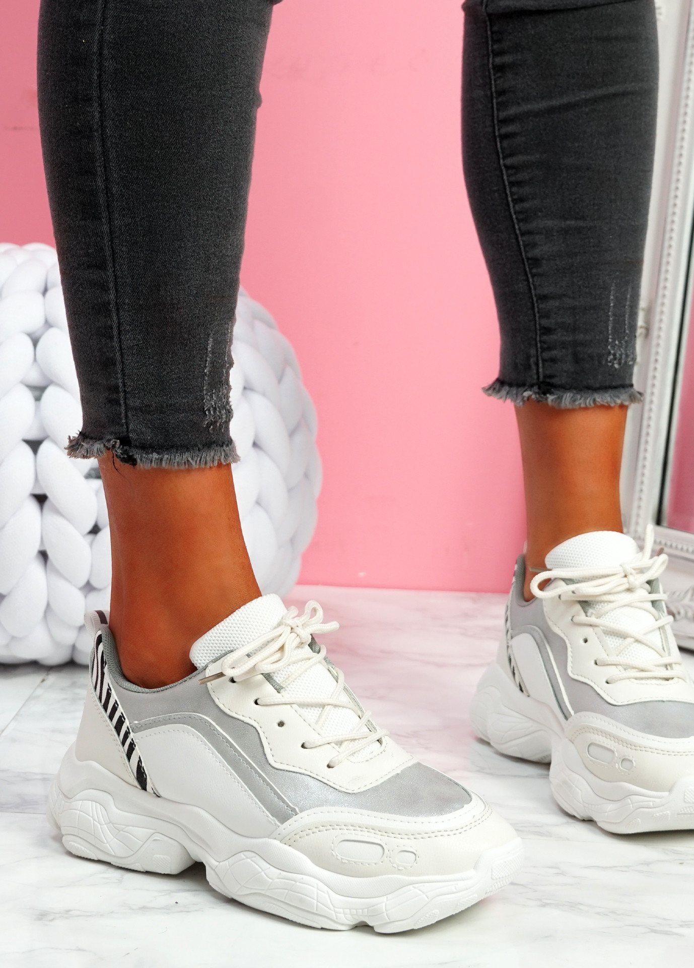Unna Silver Chunky Trainers
