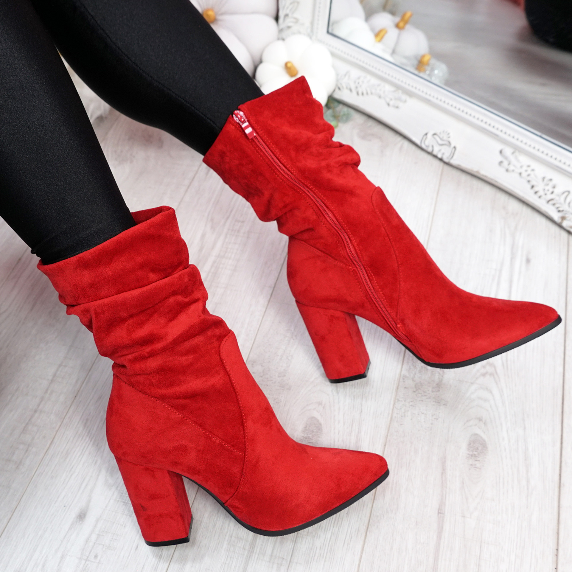 Bezza Red High Top Ankle Boots