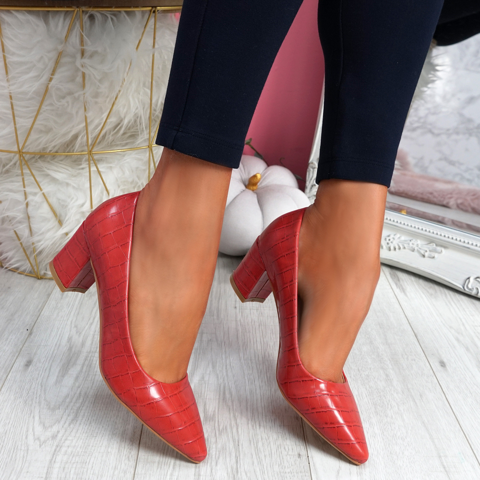 red croc heels
