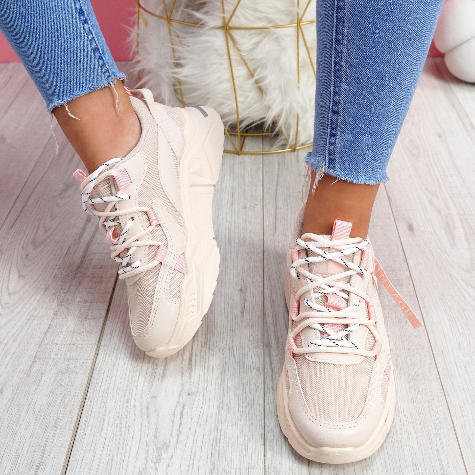 Mitry Pink Chunky Trainers