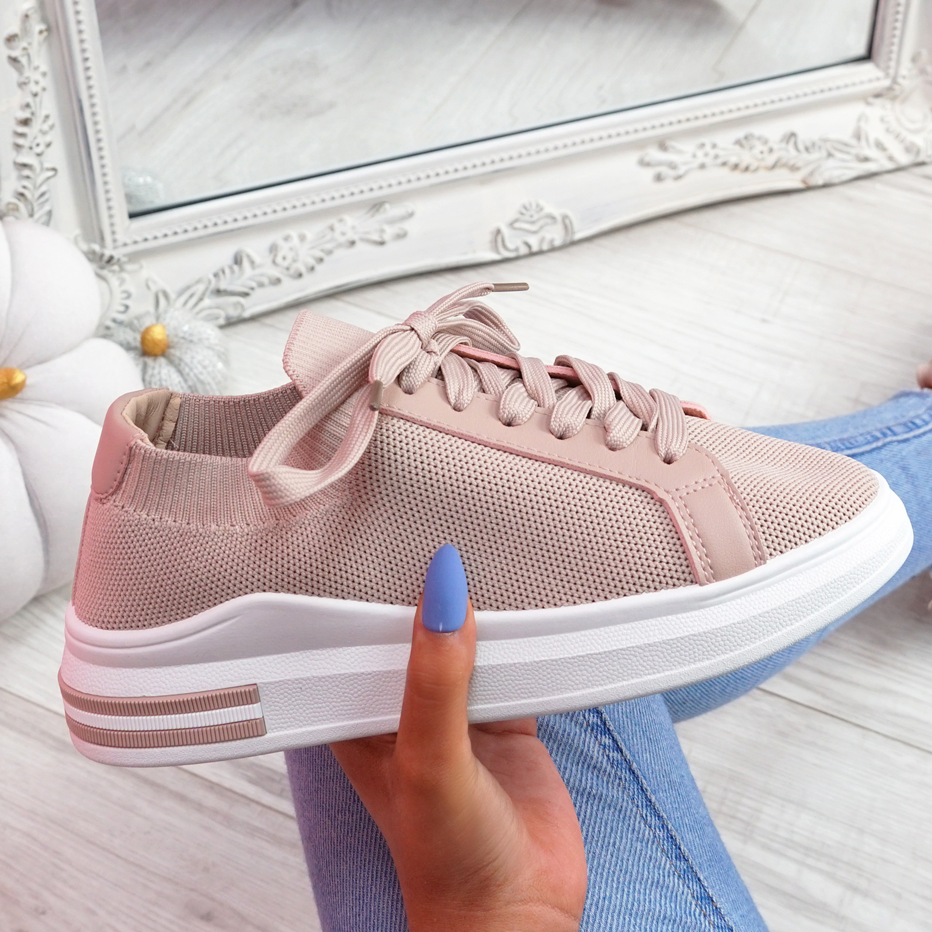 Havy Pink Lace Up Trainers