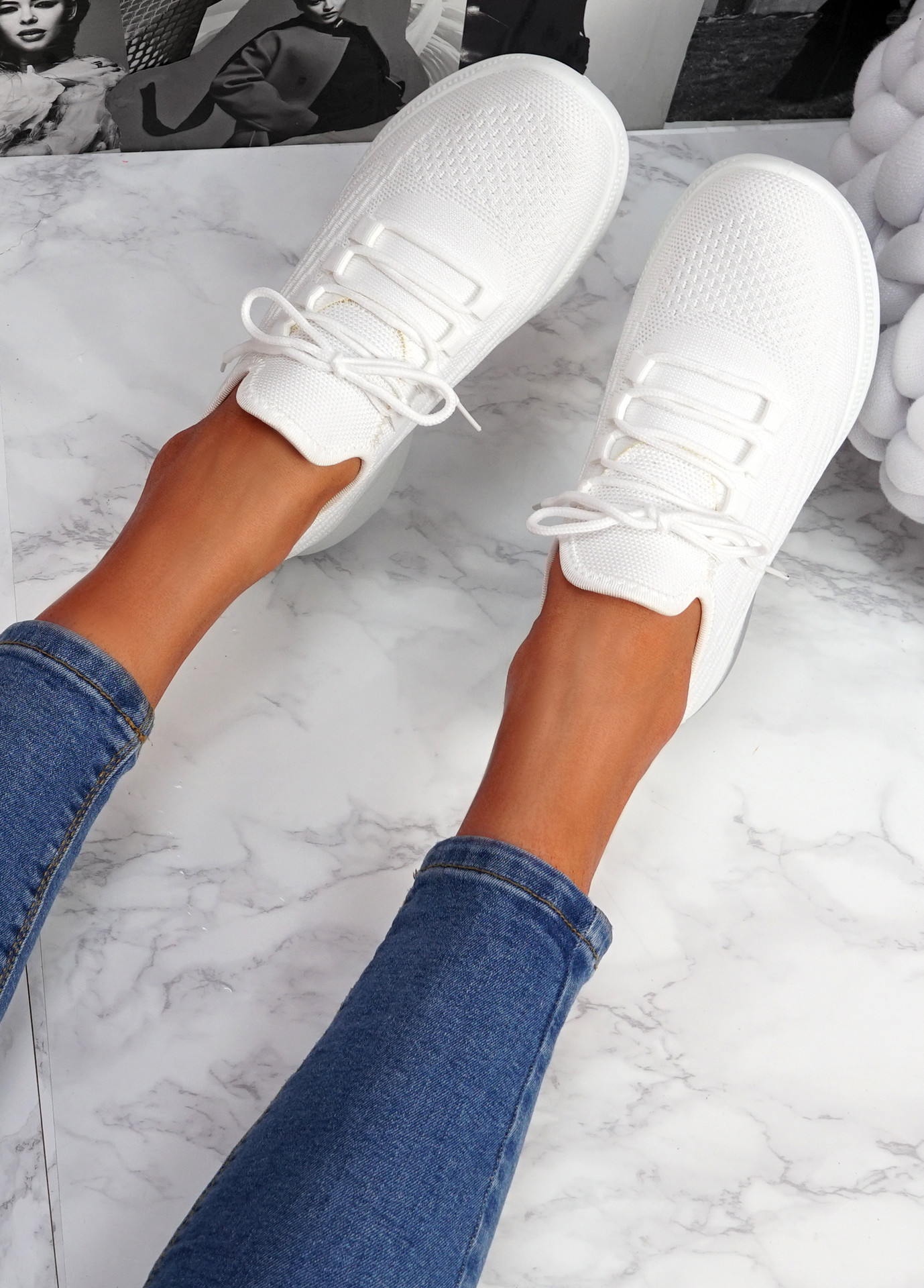 Finy White Knit Sport Trainers