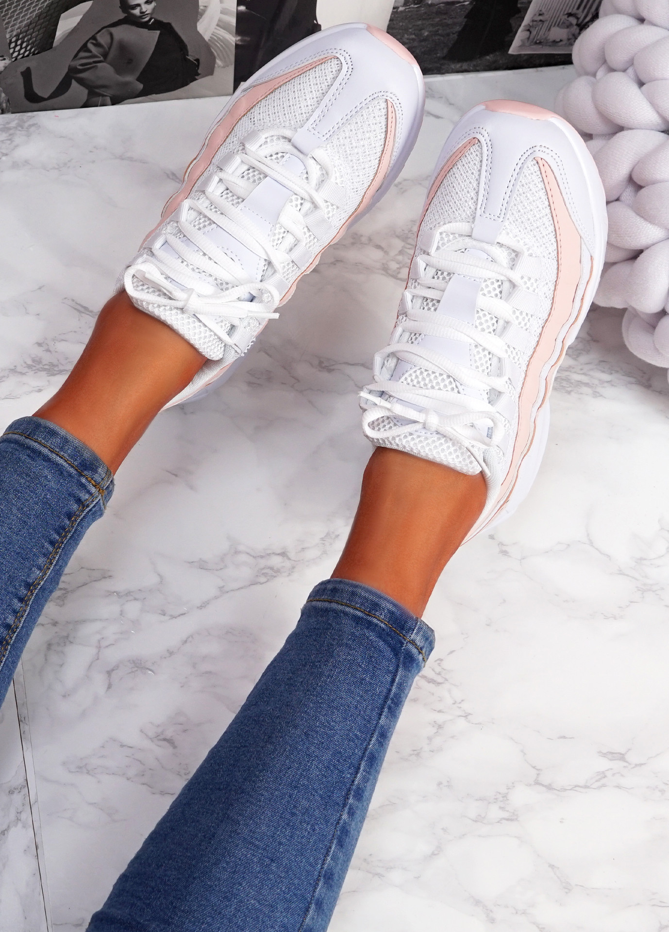 Ipy White Pink Chunky Sport Trainers