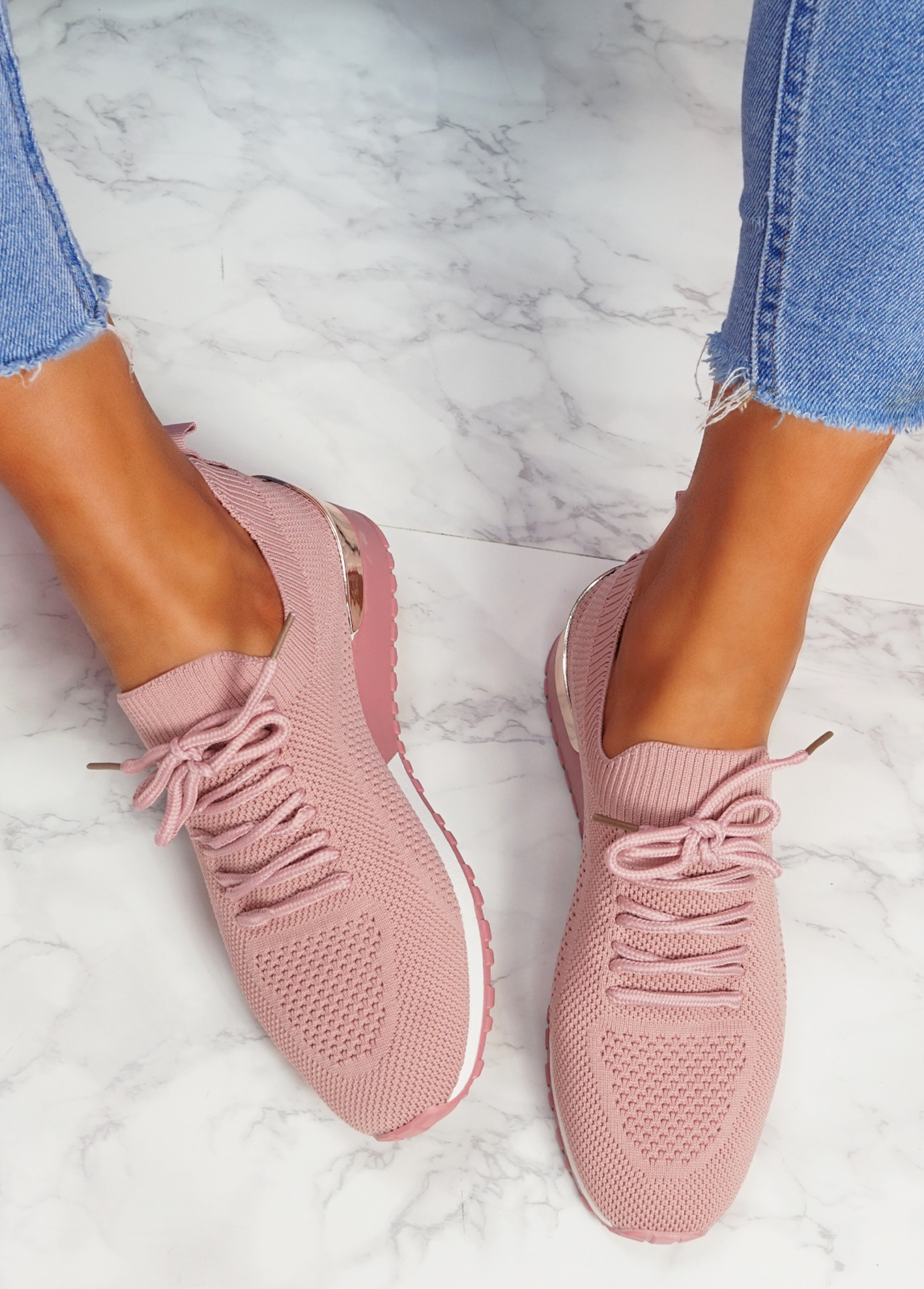 Vedy Pink Knit Trainers
