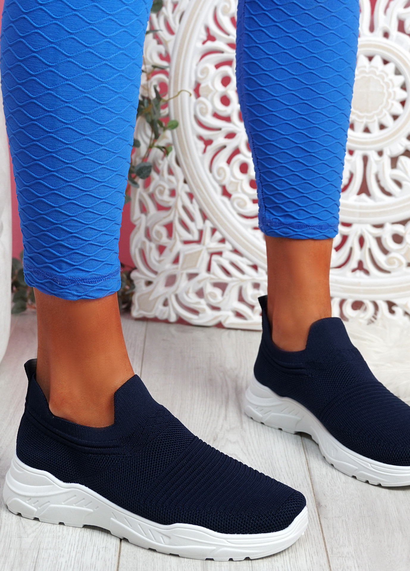 Noxy Blue Slip On Knit Trainers