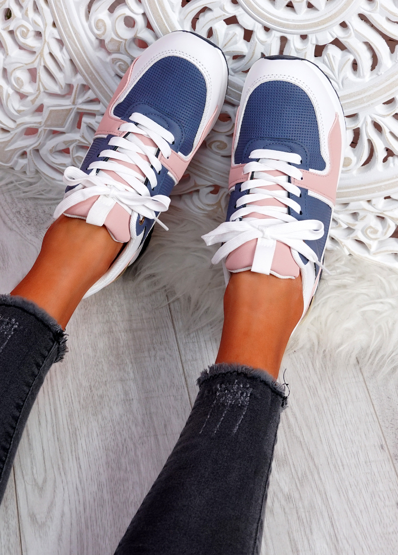Tonne Navy Wedge Trainers