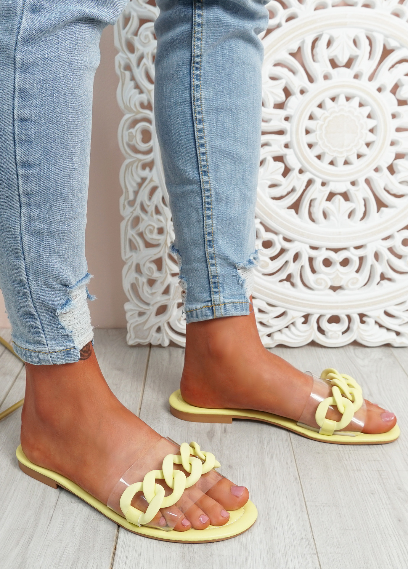 Vemma Yellow Slip On Flat Sandals