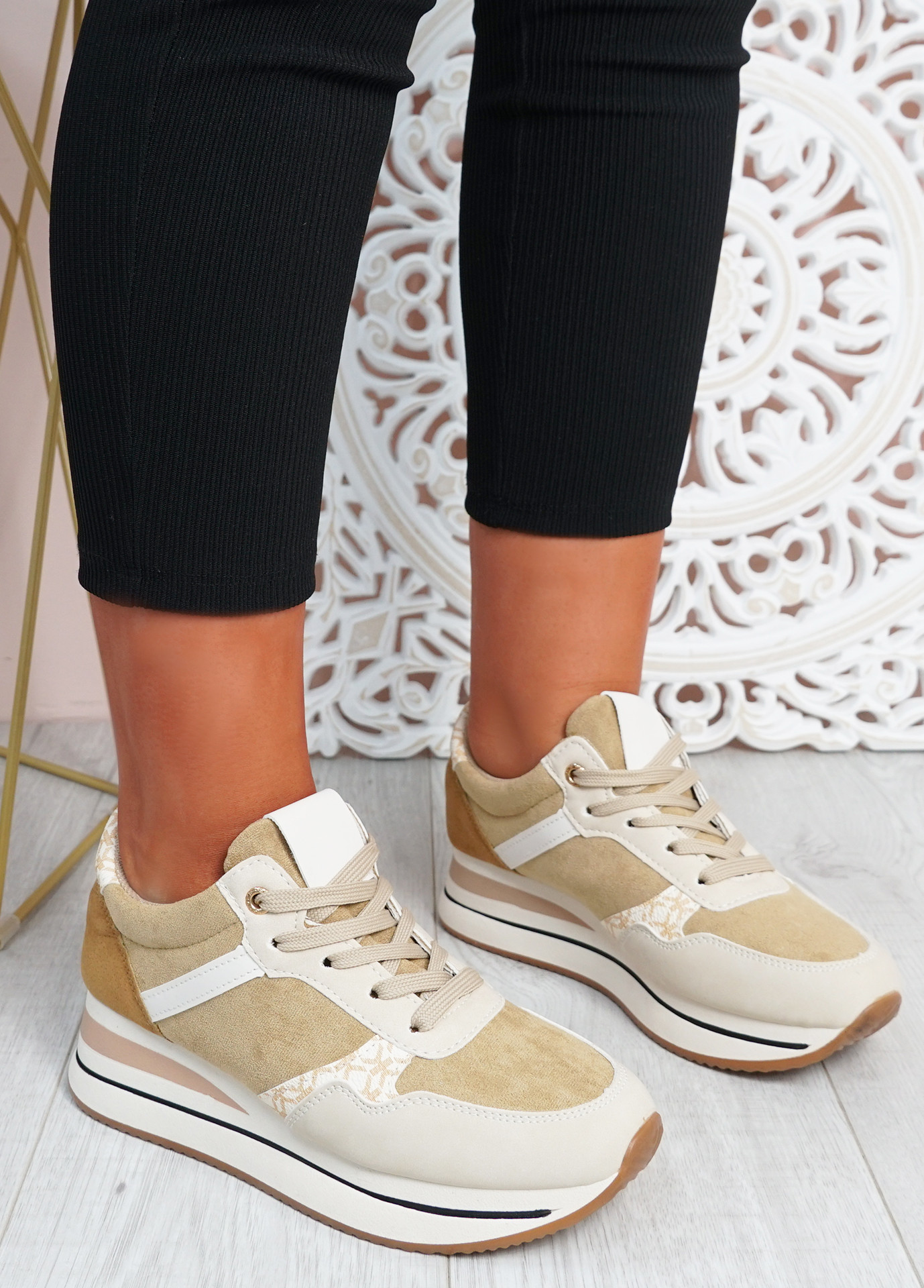 Daisy Camel Wedge Trainers