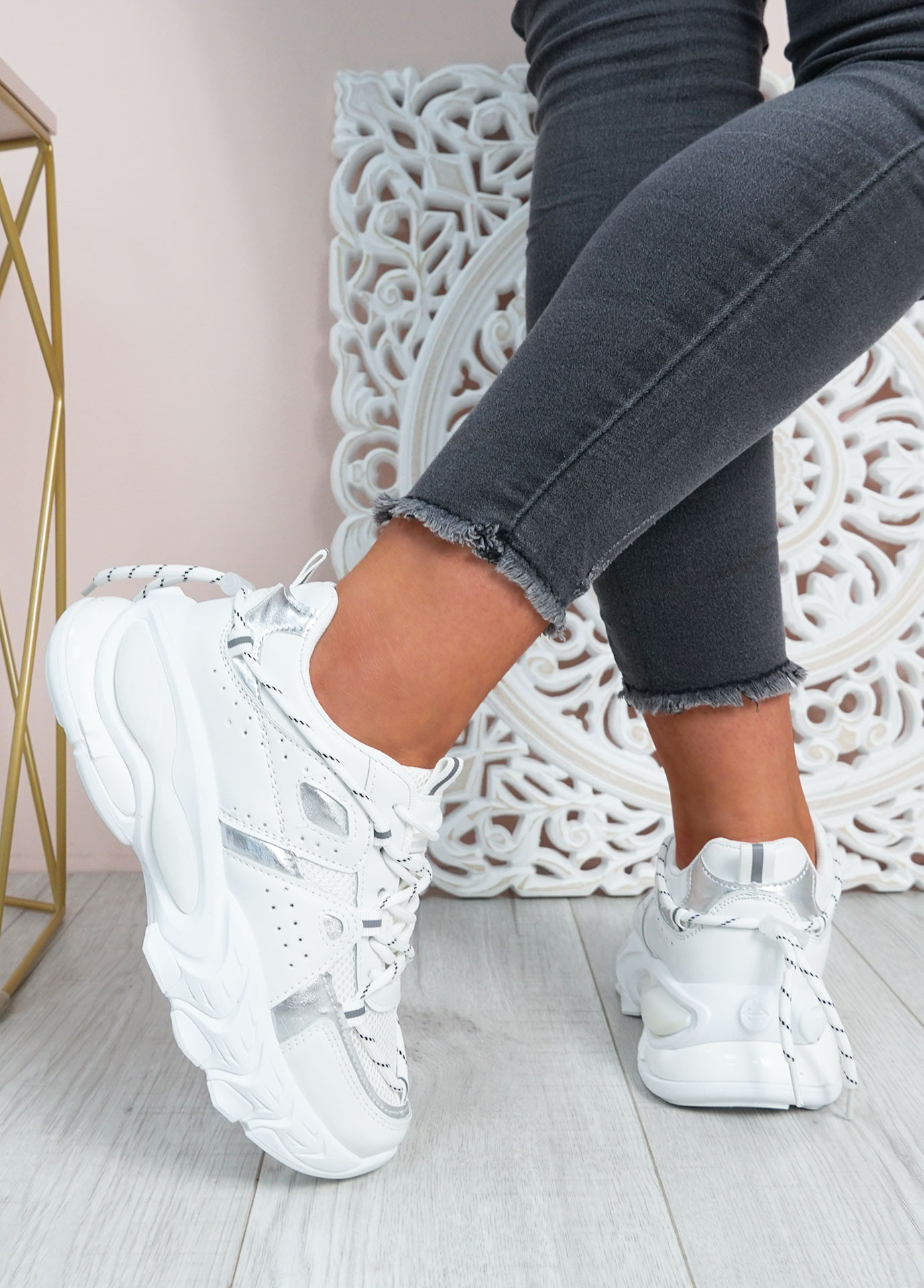 Lucia White Chunky Trainers