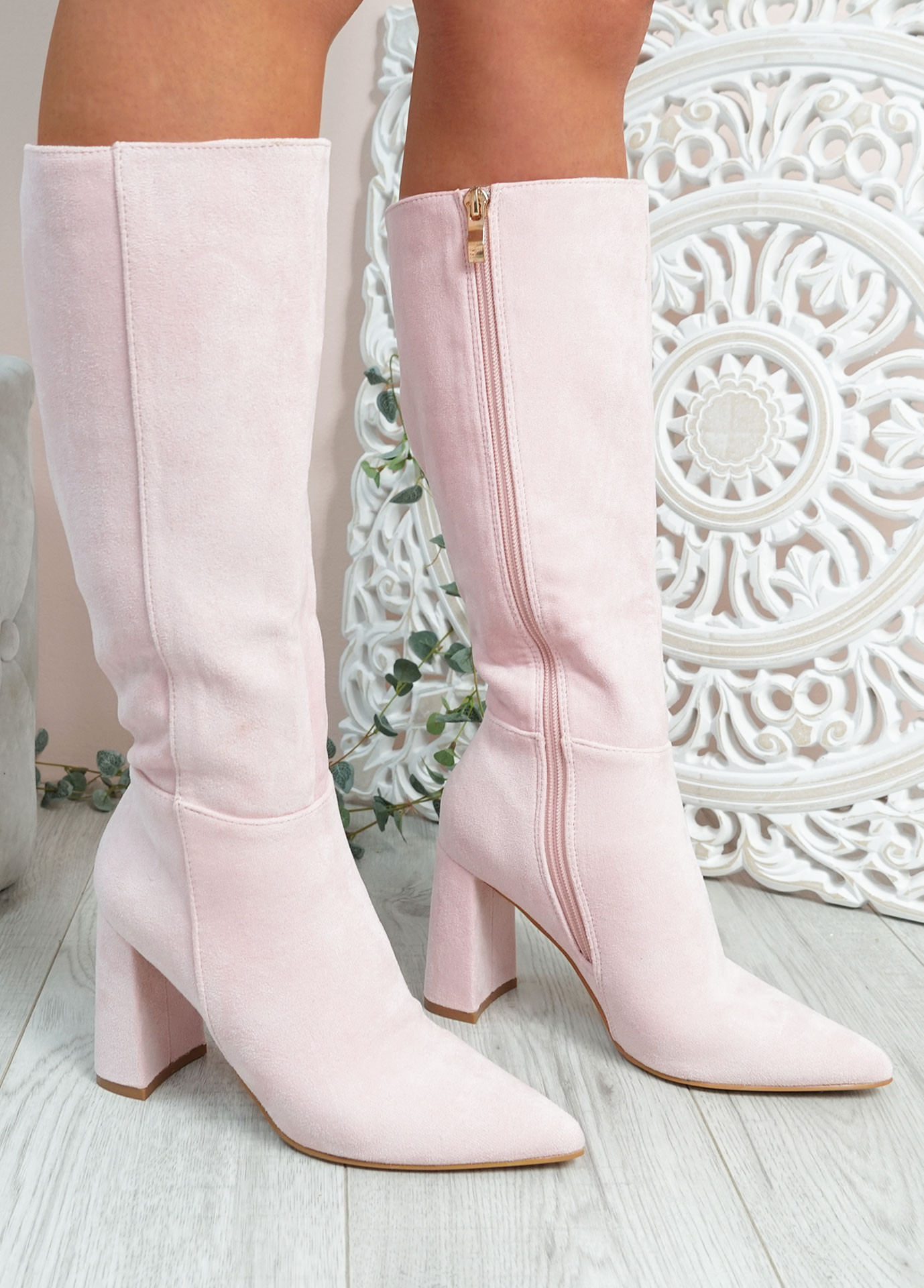 Sofia Pink High Heel Boots